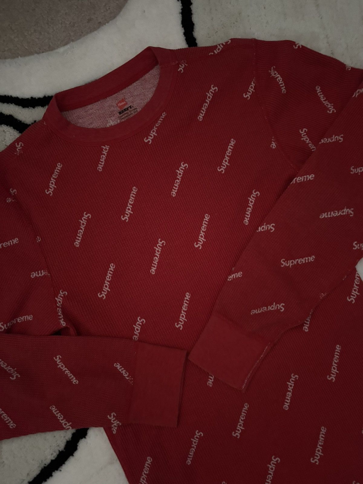 Hanes × Supreme Supreme Hanes Repeat Waffle Thermal Red M Size US M / EU 48-50 / 2 - 2 Thumbnail