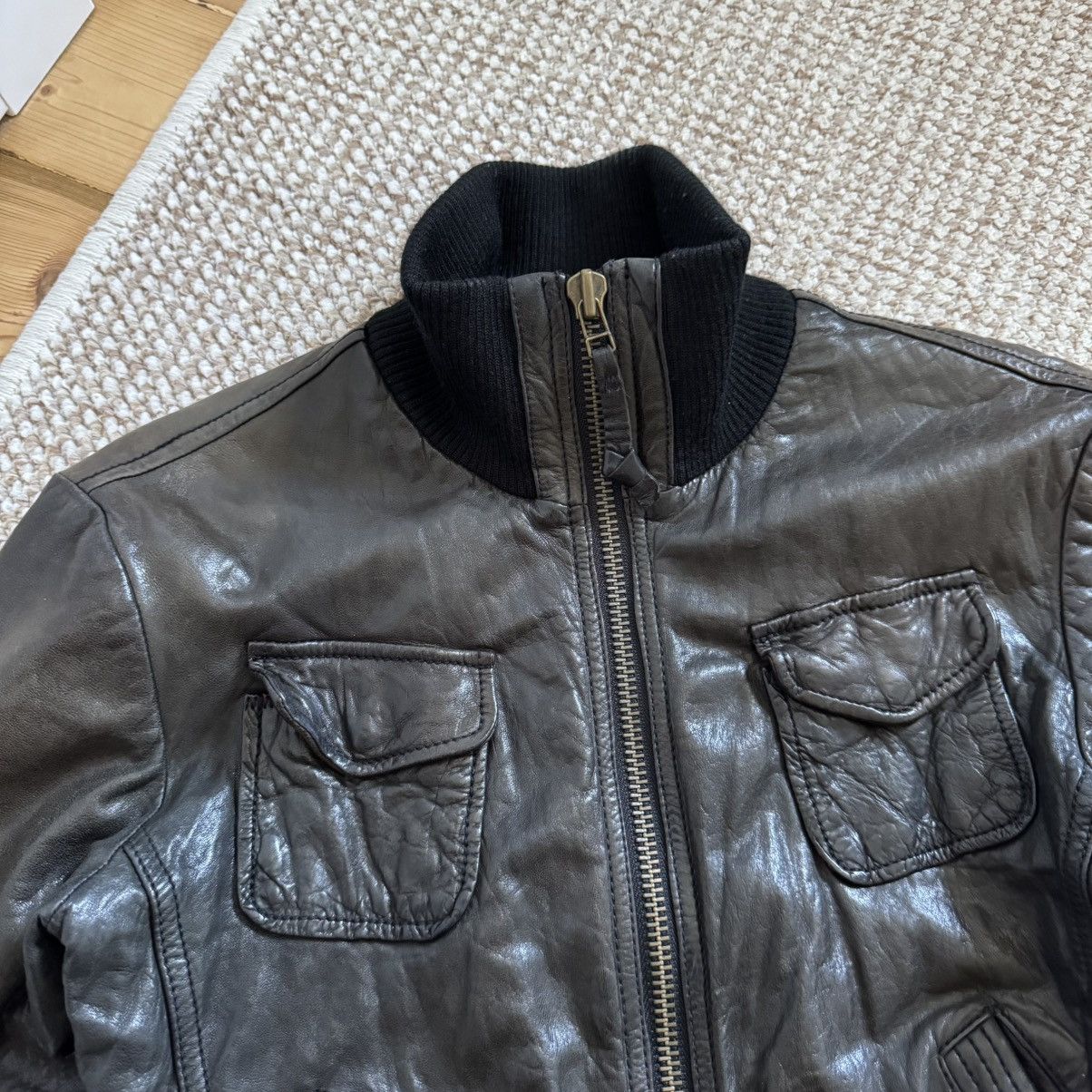 Emporio Armani Armani Jeans Vintage Cropped Leather Y2K Bomber Jacket Size S / US 4 / IT 40 - 5 Thumbnail