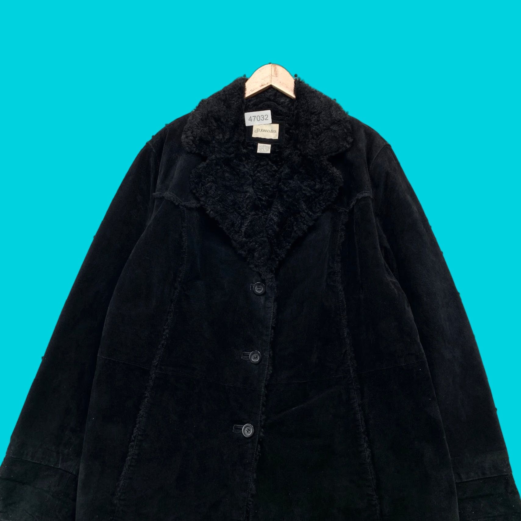 Vintage VINTAGE St. John's Bay Suede Shearling Coat Womens 2X Black Faux Fur Liner Overcoat Size XXL / US 16-18 / IT 52-54 - 1 Thumbnail