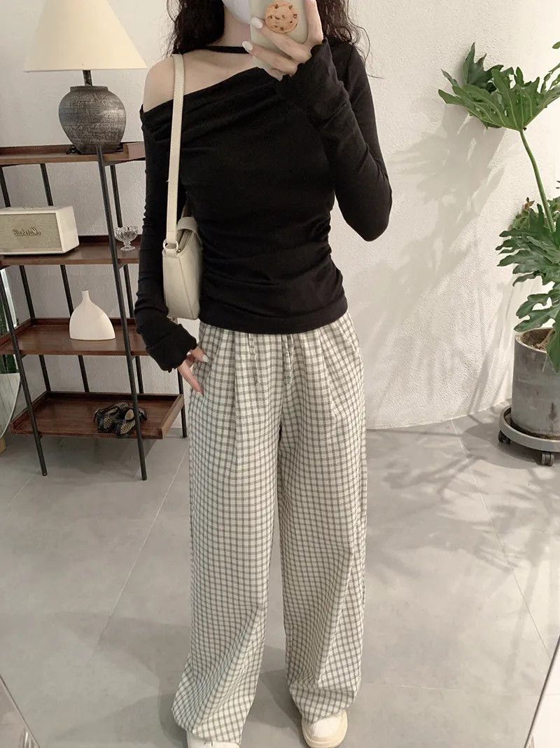 Other Shoulder Collar Solid Long Sleeves Inner Bottoming T-shirt Size ONE SIZE - 1 Thumbnail
