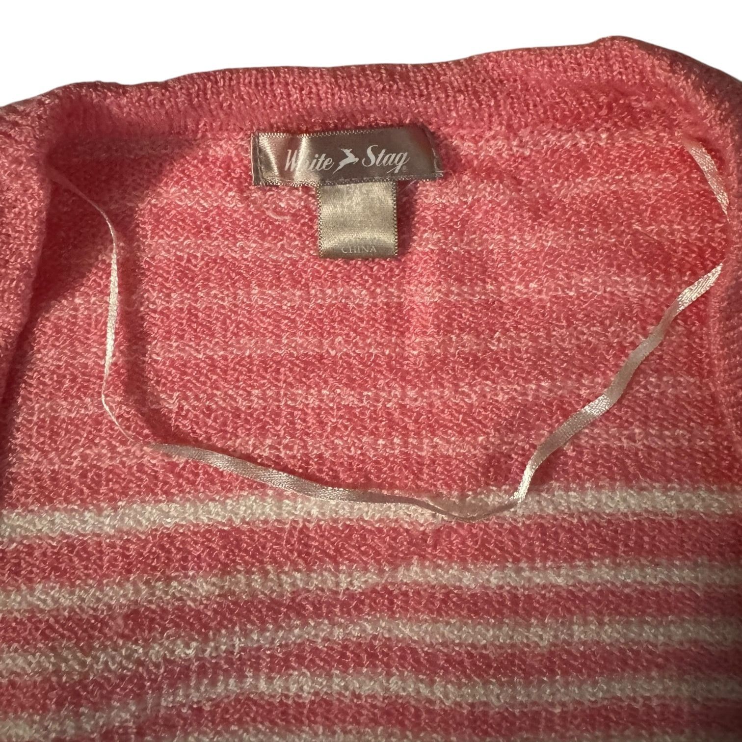 Other White Stag Women’s Pink & White Open Front Cardigan LG 12/14 Size L / US 10 / IT 46 - 2 Thumbnail