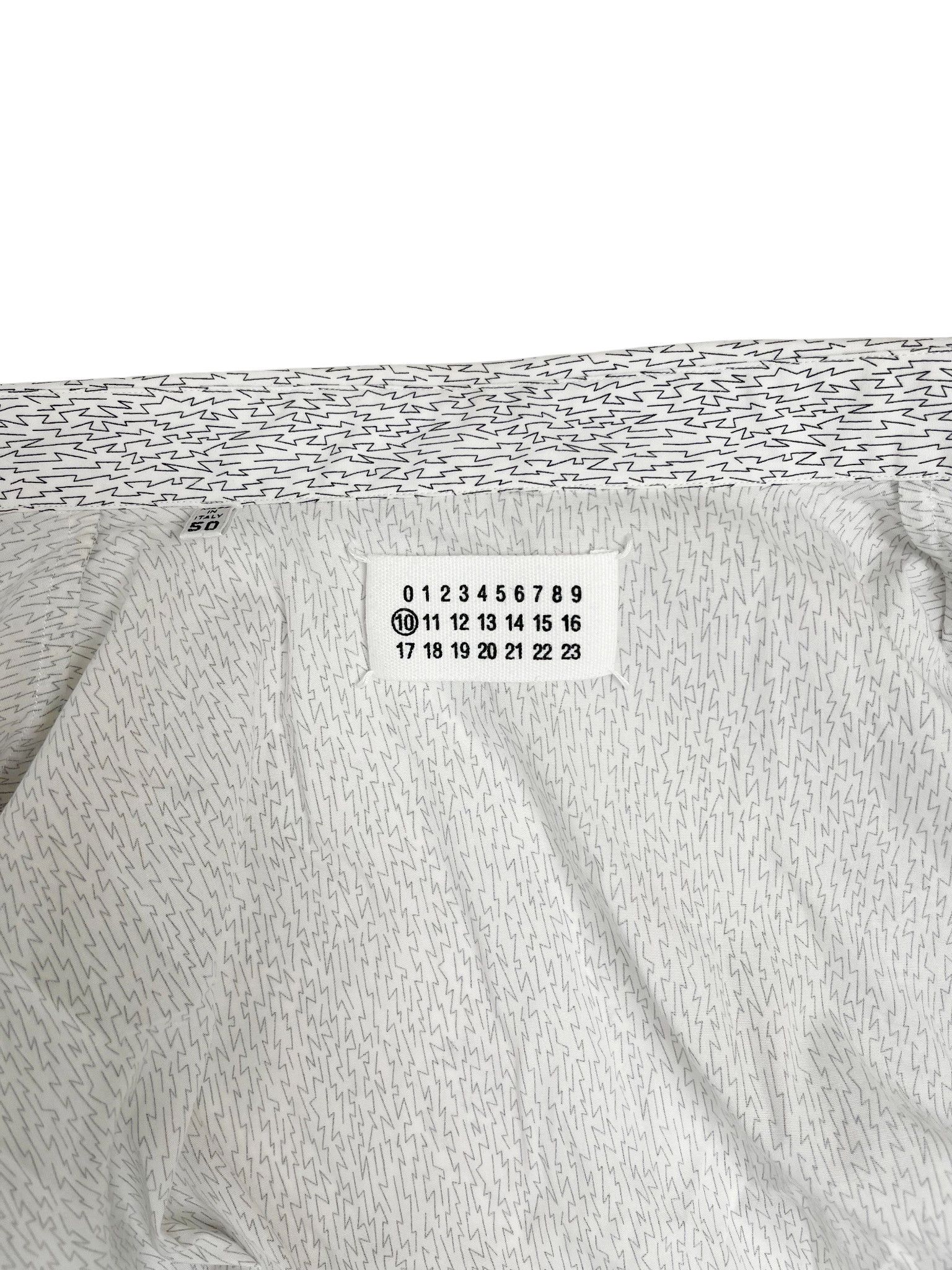 Maison Margiela by Martin S/S 2008 Black Lightining Pattern White Shirt Size US L / EU 52-54 / 3 - 7 Thumbnail