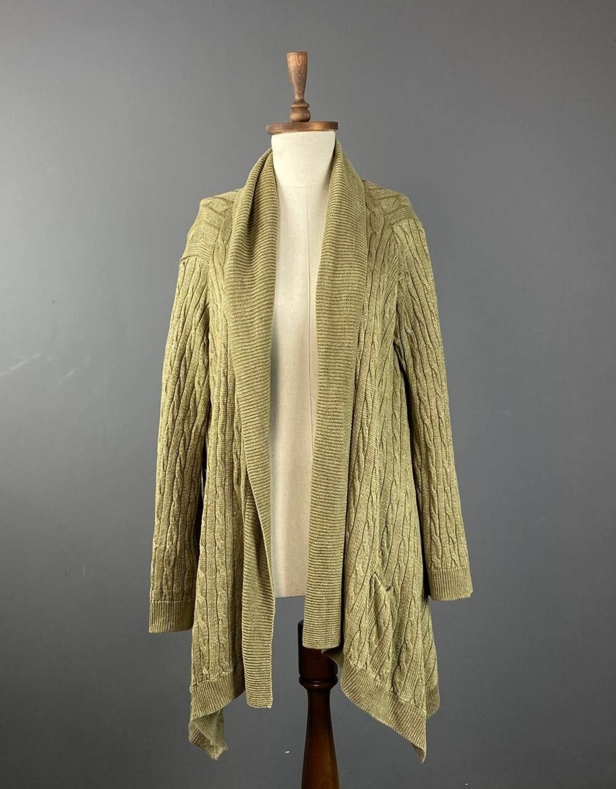 Lauren Ralph Lauren Ralph Lauren Khaki Linen Cable Knit Cardigan Sweater Size M Size M / US 6-8 / IT 42-44 - 1 Thumbnail