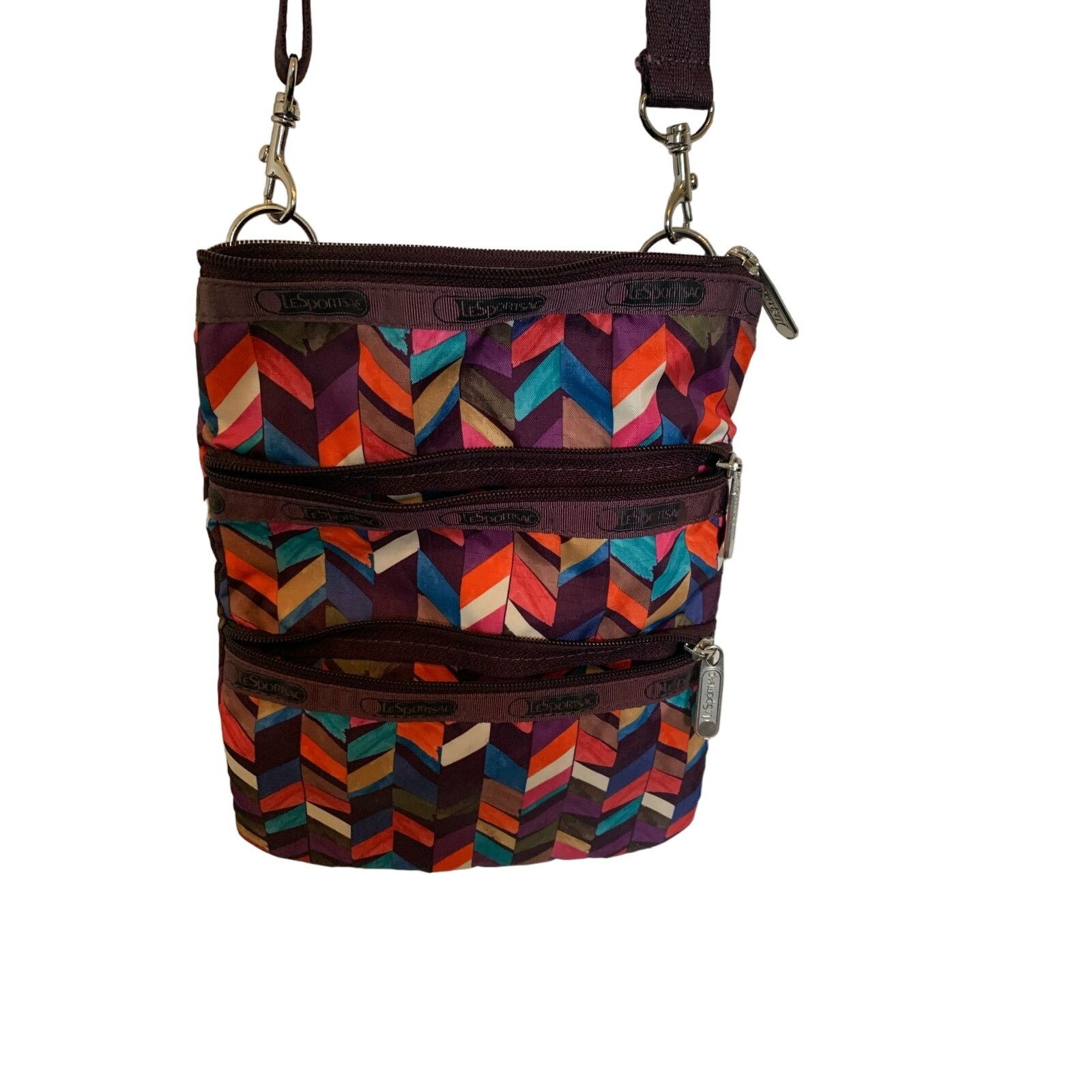 Lesportsac Triple Zip Kylie Crossbody Bag Chevron Pattern, Women's