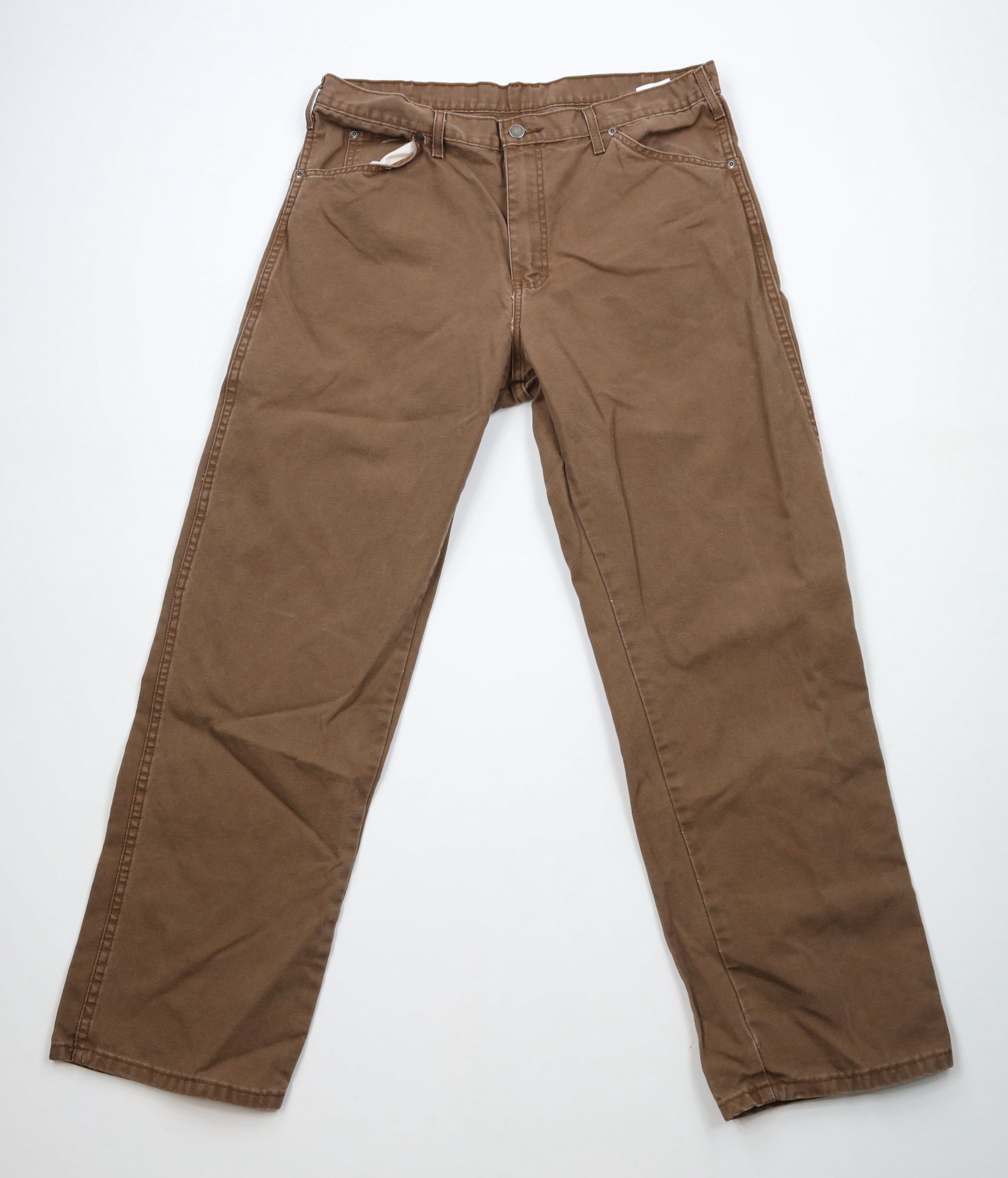 Dickies × Vintage Vintage Dickies Wide Leg Canvas Dungaree Pants Brown Cotton Size US 36 / EU 52 - 1 Thumbnail
