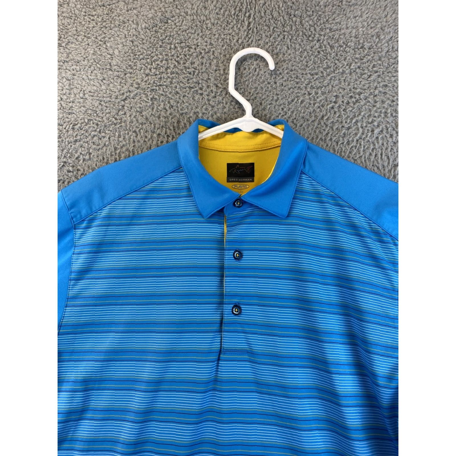 Vintage VINTAGE Greg Norman Play Dry Polo Blue L Men Collared Golf Shirt USA 88-42 Size US L / EU 52-54 / 3 - 3 Thumbnail