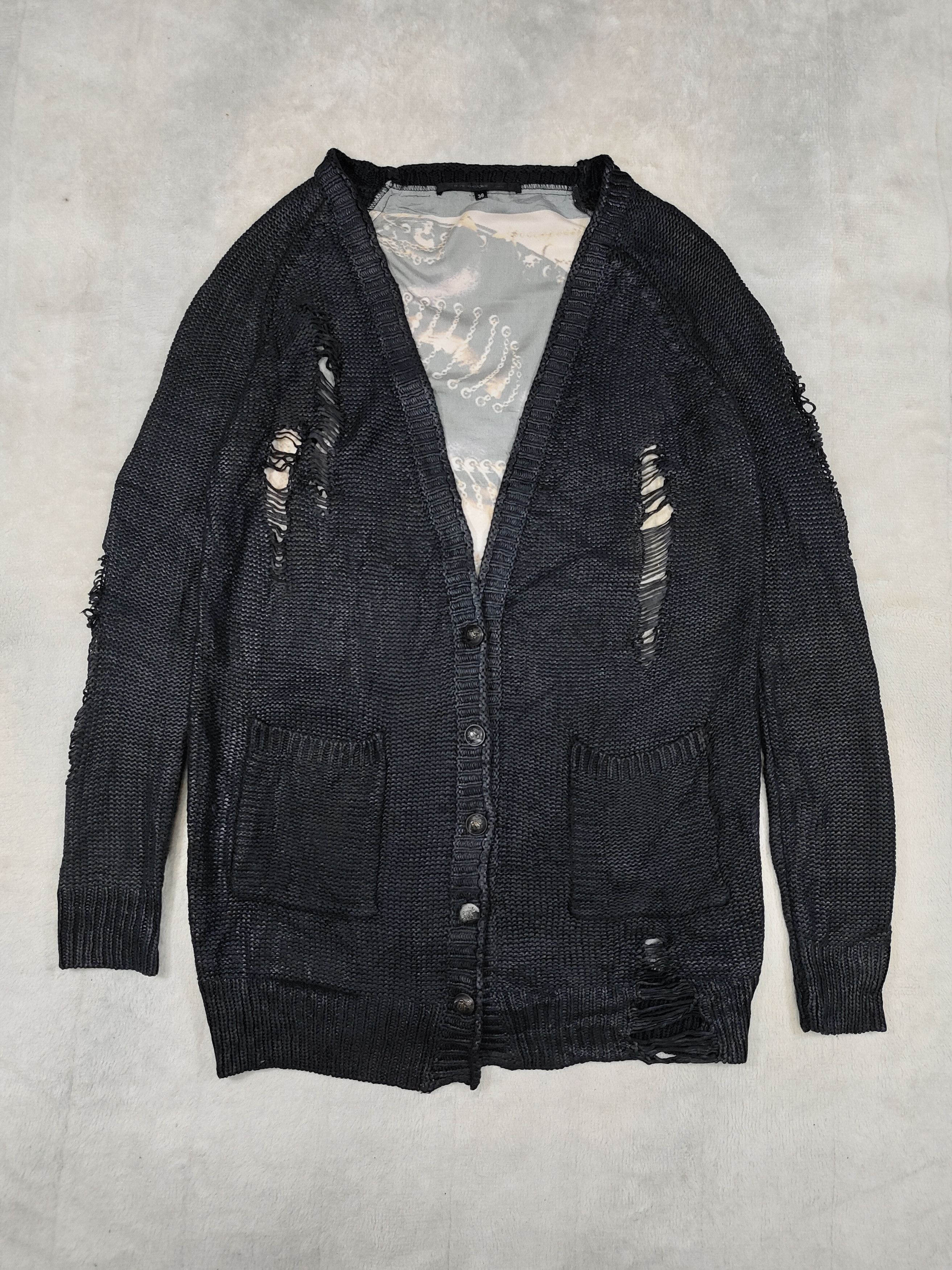 Seditionaries 🇫🇷 Rive Gauche❤️‍🔥Punk Gothic Distressed Wax Knit Cardiga Size M / US 6-8 / IT 42-44 - 6 Thumbnail