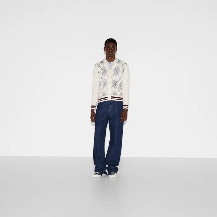 Gucci o1loc1c0226 806192 Wool Argyle Intarsia Knit Cardigan Size US M / EU 48-50 / 2 - 2 Thumbnail