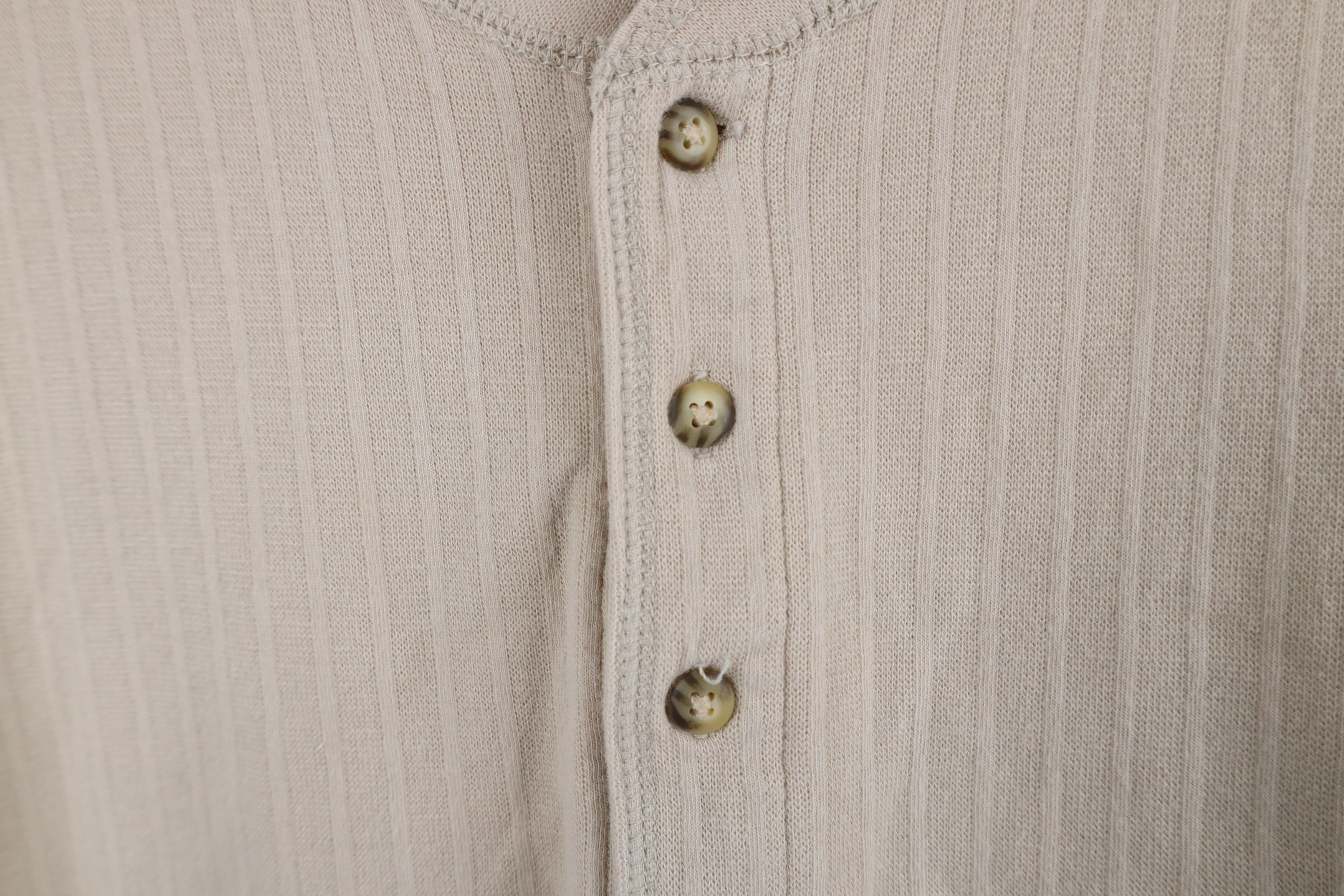 Vintage Vintage 90s Streetwear Striped Knit Henley T-Shirt Beige Size US XL / EU 56 / 4 - 5 Thumbnail