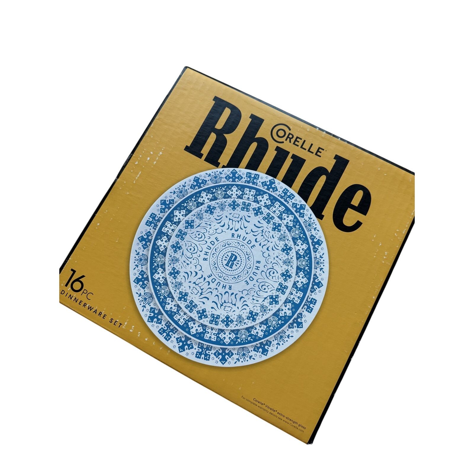 Rhude Rhude x Corelle Instant 16 Piece Dinnerware Set Blue White Size ONE SIZE - 3 Thumbnail