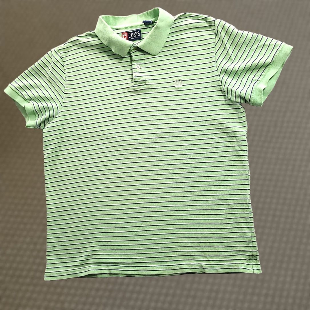 Chaps VINTAGE Chaps Polo Shirt Mens XL Green Stripe Short Sleeve Easy Care Stretch Collared Size US XL / EU 56 / 4 - 1 Thumbnail