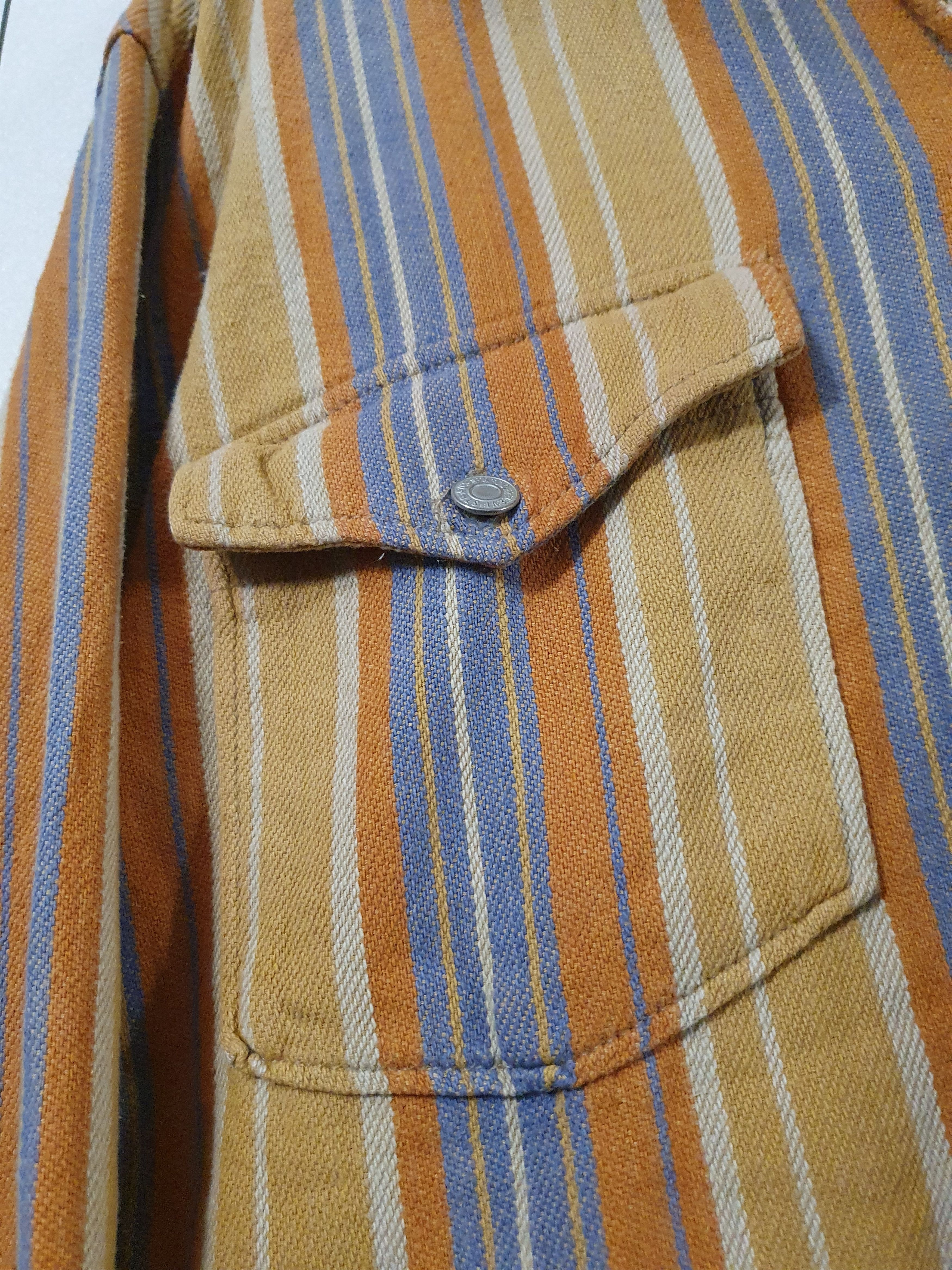 Levi's × Vintage 80's Levis Vintage Striped ZIP Double Pocket Sweatshirt Size US L / EU 52-54 / 3 - 4 Thumbnail