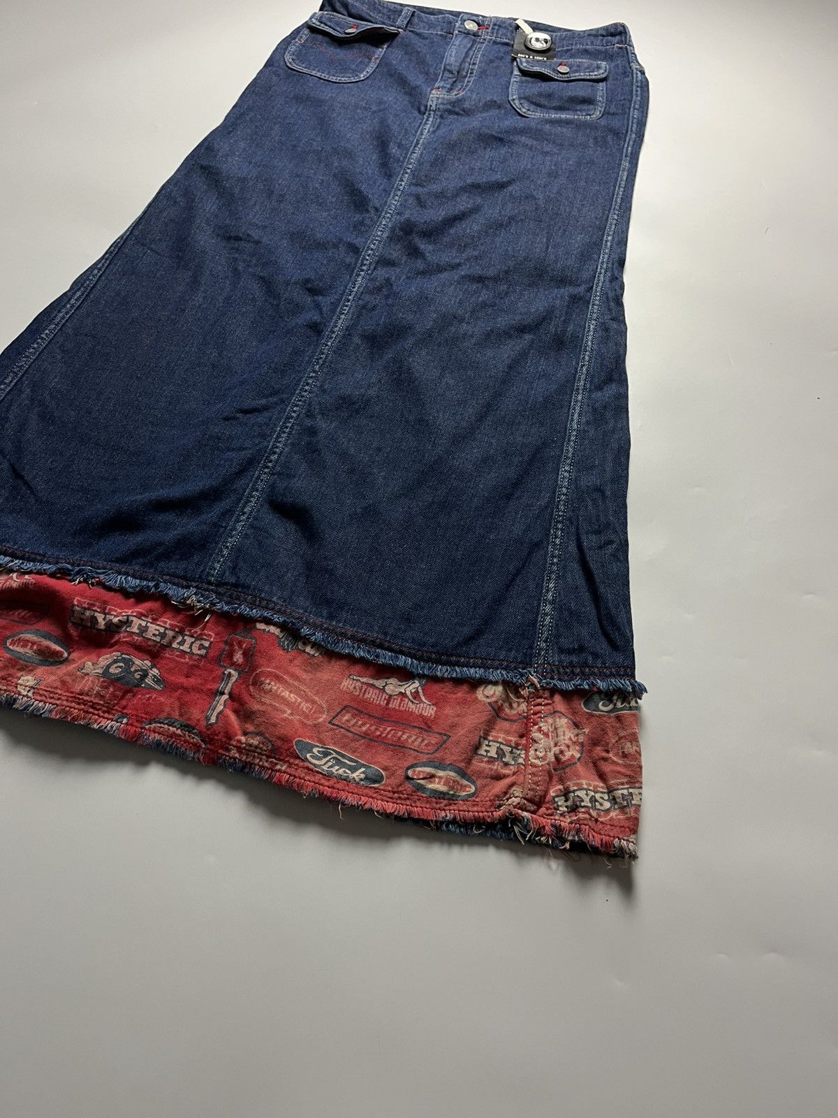 Hysteric Glamour Hysteric Glamour Rare Multi-Logo Print Hem Denim Maxi Skirt Size 30" / US 8 / IT 44 - 6 Thumbnail