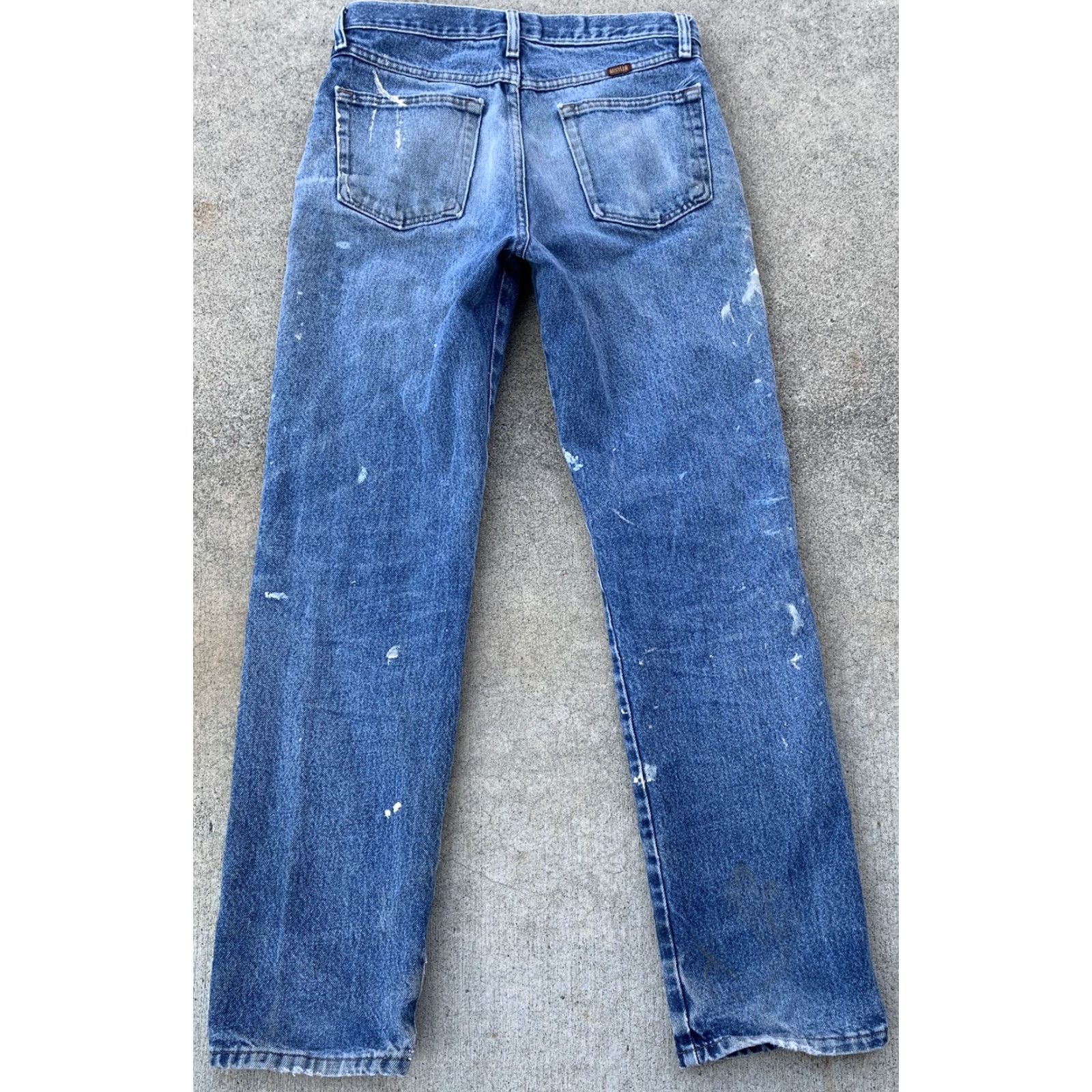 Vintage Rustler Jeans Distressed Paint Spots Faded 30 X 32 32 X 32 Denim Cotton Belt Loops 5-Pocket Men Jeans Cowboy Theme Mens Size US 32 / EU 48 - 7 Thumbnail