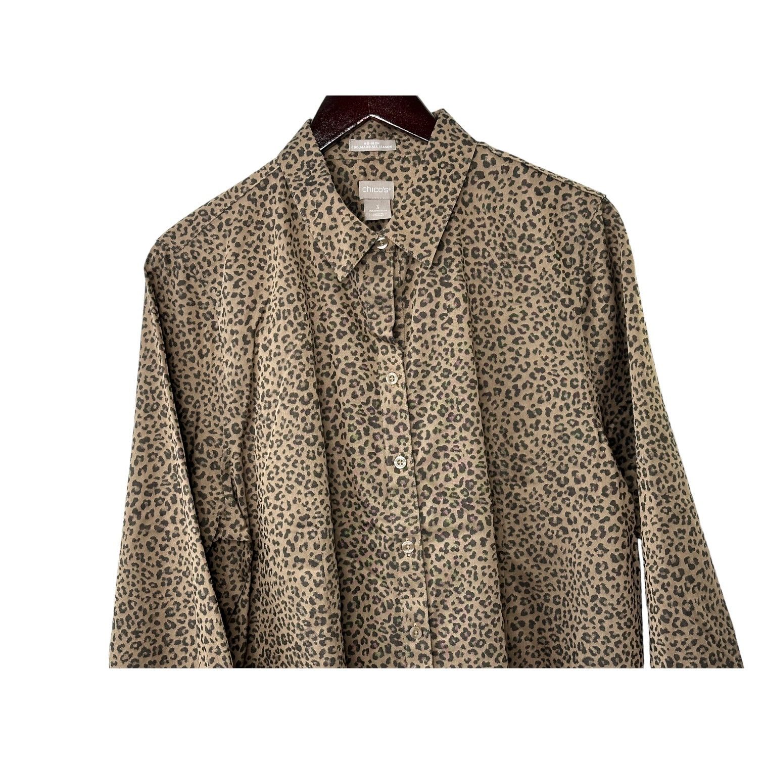 Chicos Chico's No-Iron Coolmax All Seasons Cheetah-Print Shirt Size XXL / US 16-18 / IT 52-54 - 2 Thumbnail