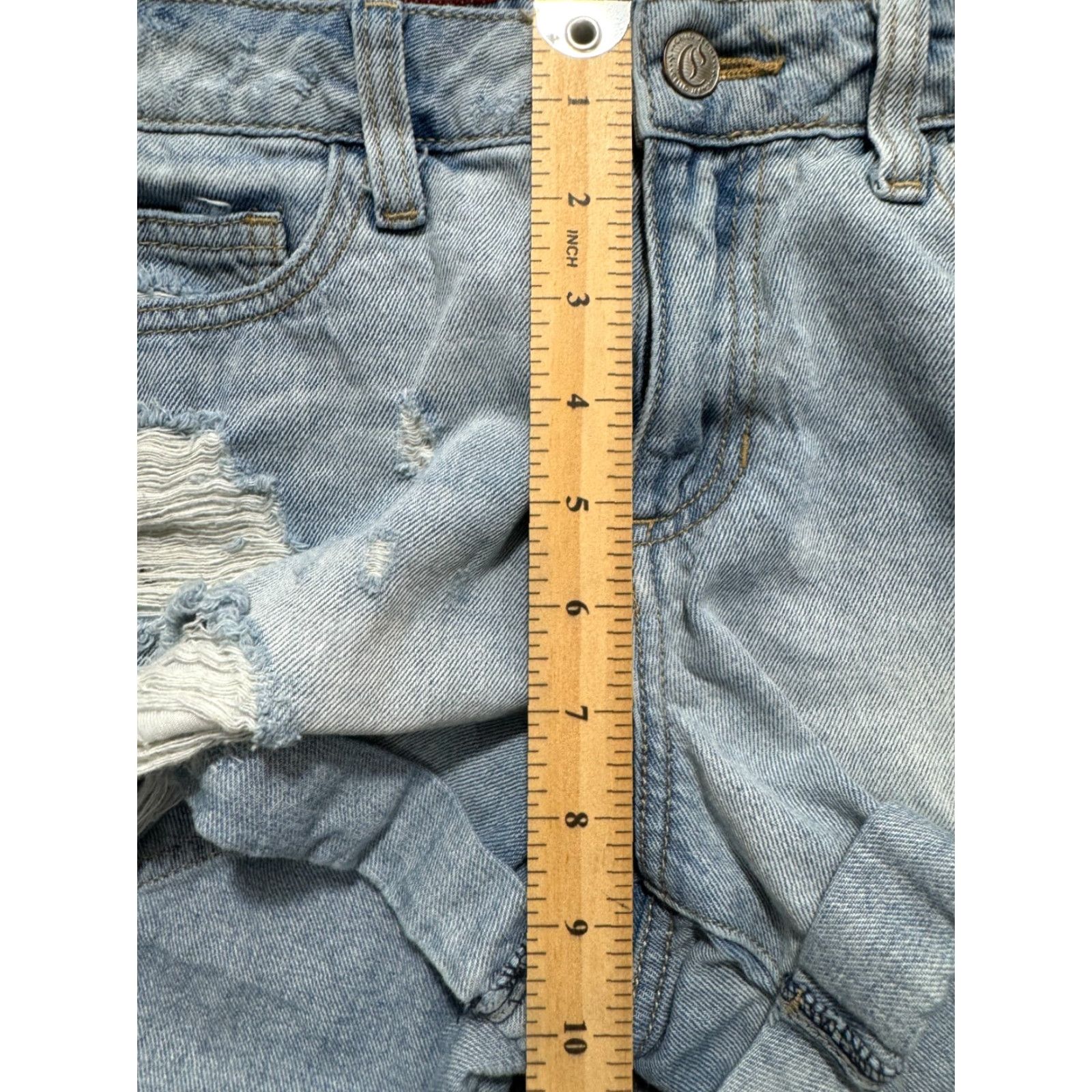 Vintage Cello Jean Shorts Women's Size S Light Blue Distressed Ripped Cuffed 29×2.5 Size 29" - 5 Thumbnail