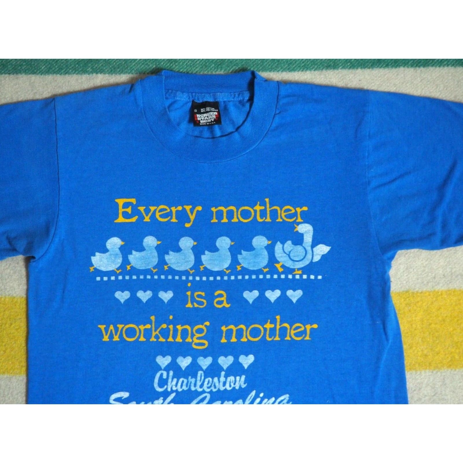 Vintage VTG 80s Screen Stars Mother Mom Womens Rights Faded Blue Carolina Tee T-Shirt S Size S / US 4 / IT 40 - 3 Thumbnail