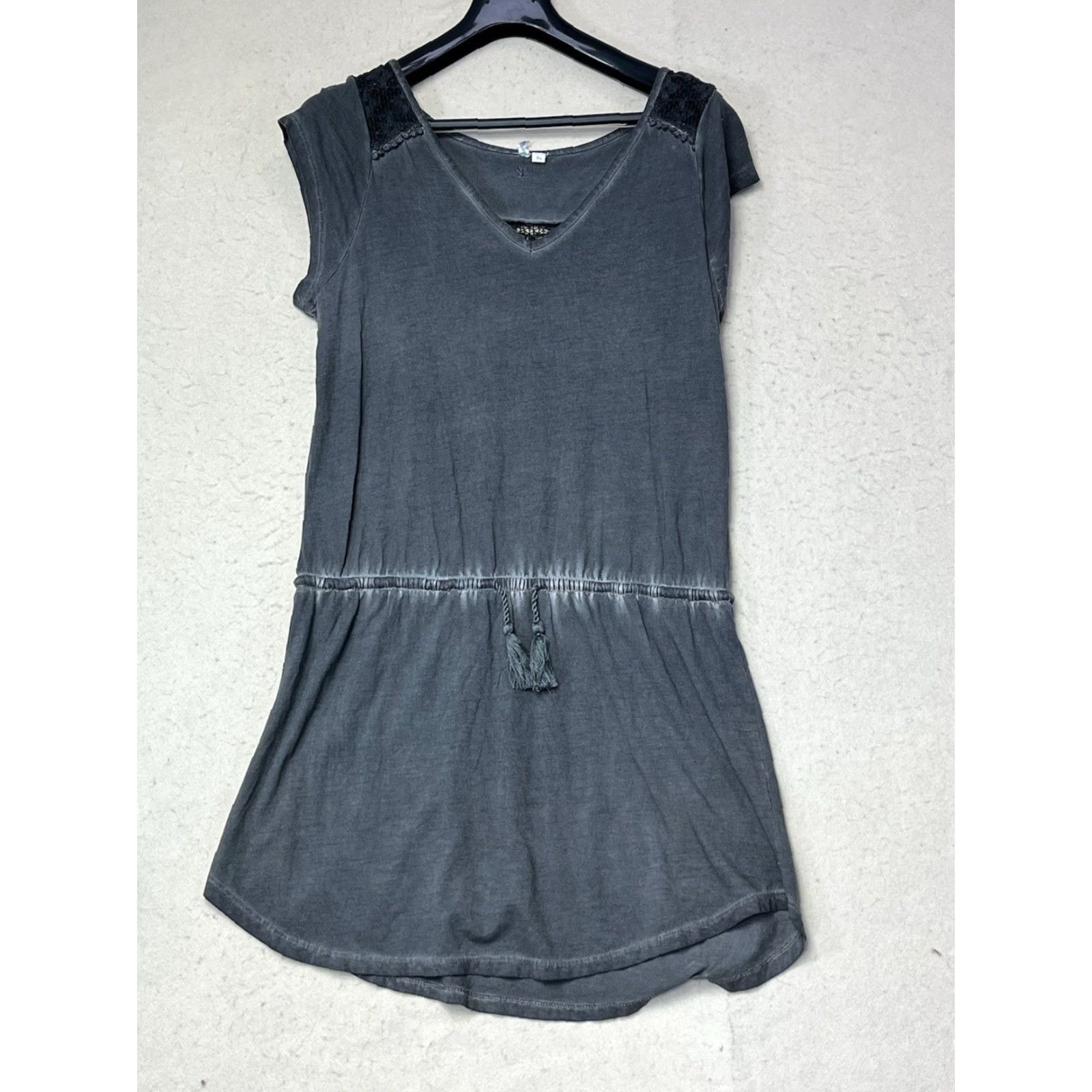 Rip Curl RIP CURL Dress Women XL Beach V-Neck Sleeveless Knee Length Gauze Black Shirt Dress Cap Sleeve Casual Travel Women Size XL / US 12-14 / IT 48-50 - 2 Thumbnail