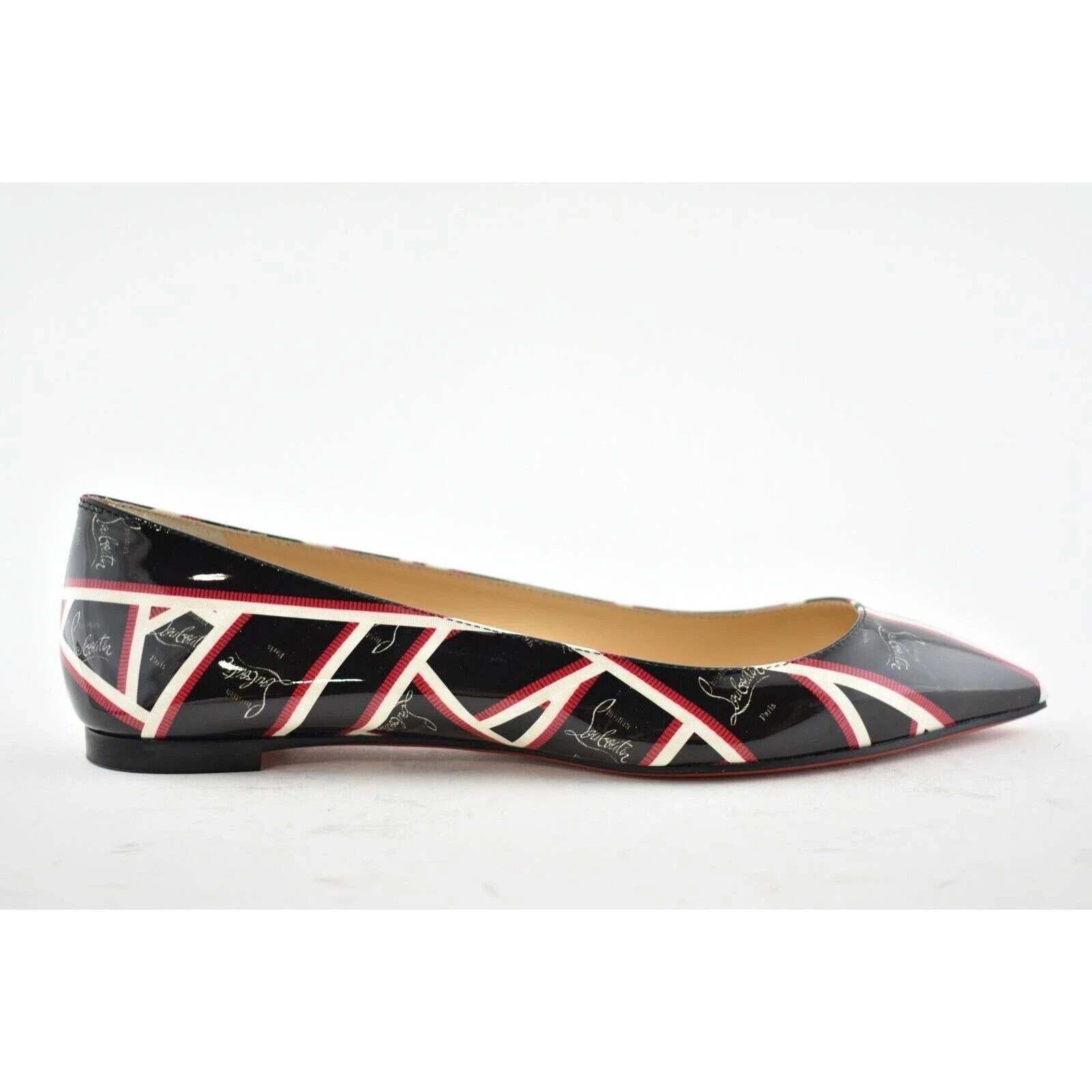 Christian Louboutin Christian Louboutin Ballalla Flat Patent Ribbon Black Red Size US 7 / IT 37 - 2 Thumbnail