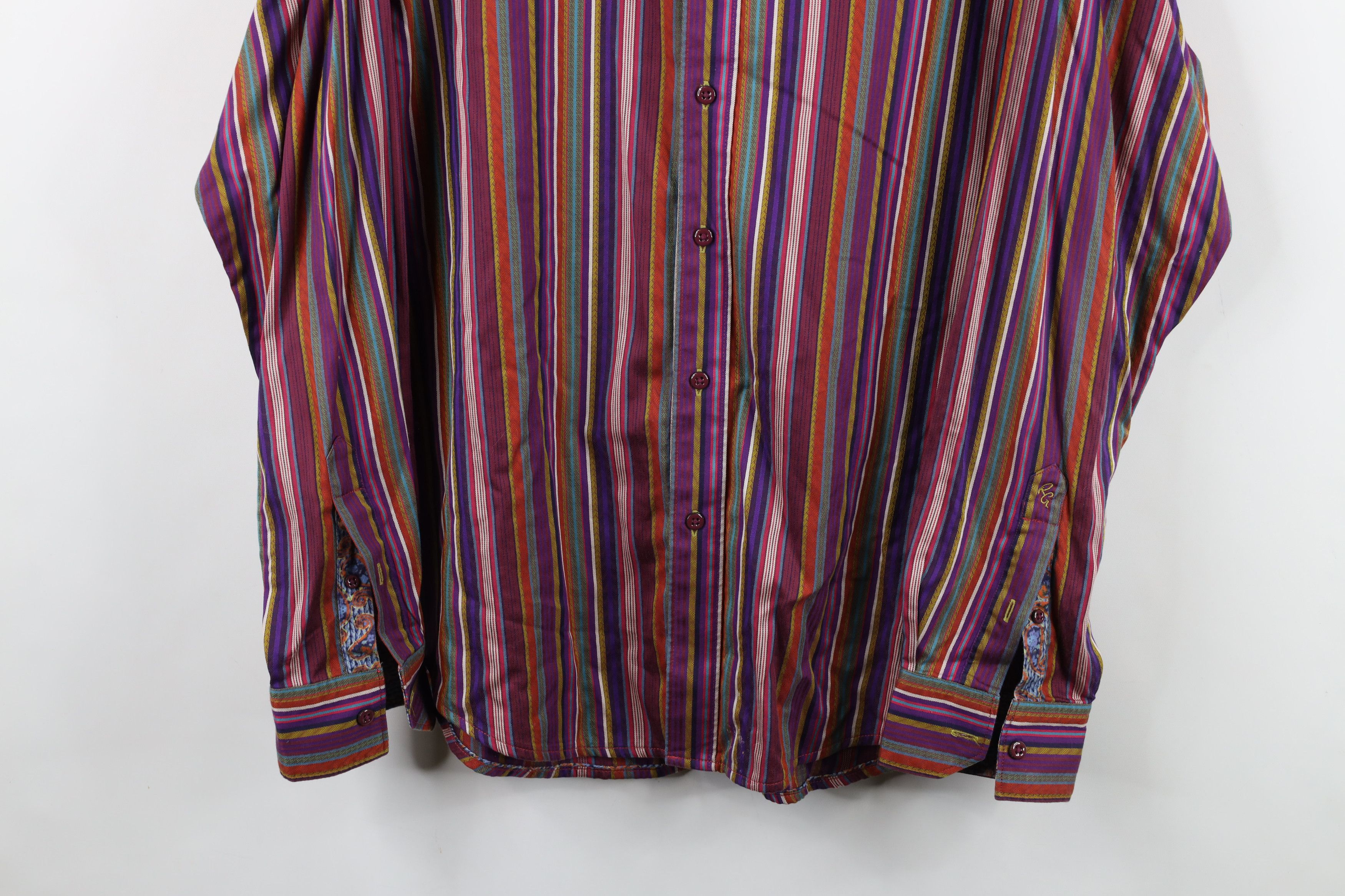 Robert Graham Robert Graham Cuff Rainbow Striped Collared Button Shirt Size US L / EU 52-54 / 3 - 3 Thumbnail