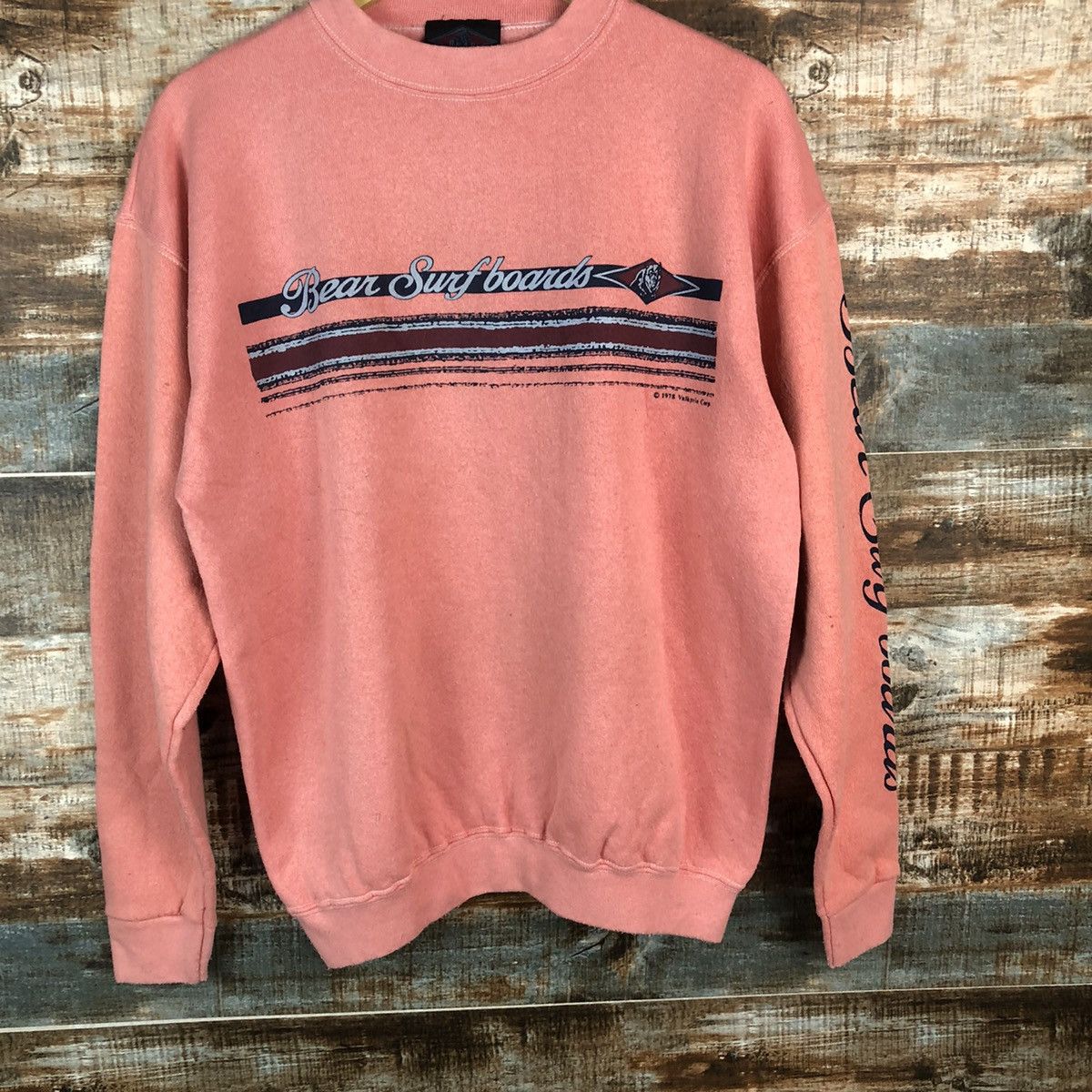 Japanese Brand × Vintage Vintage Sweatshirt Bear Surf Boards Pink #978 Size US M / EU 48-50 / 2 - 3 Thumbnail