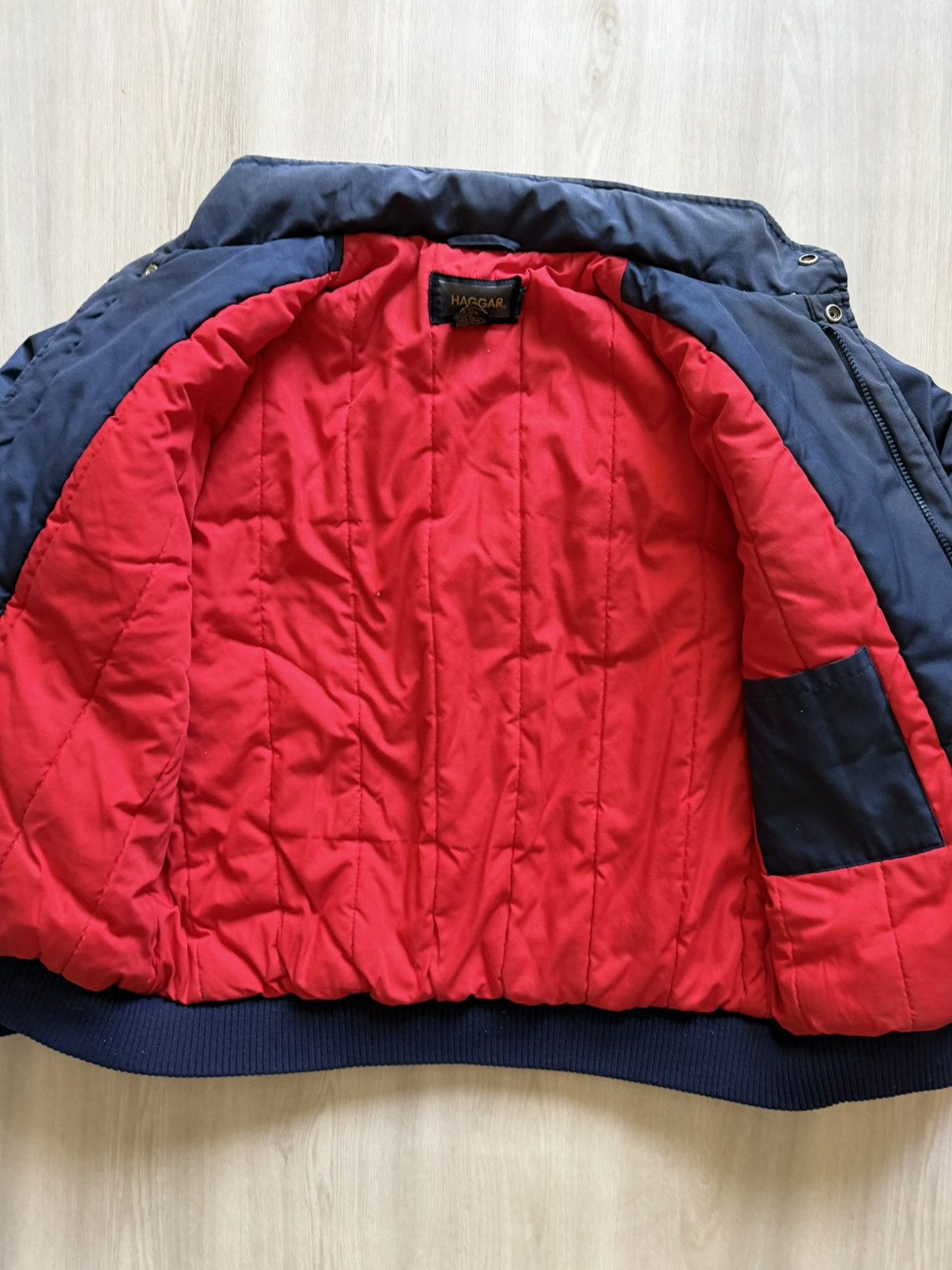 Haggar Vtg Haggar Puffer Bomber w/ Hidden Hood Sz M *stains 90s 80s Size US M / EU 48-50 / 2 - 11 Thumbnail