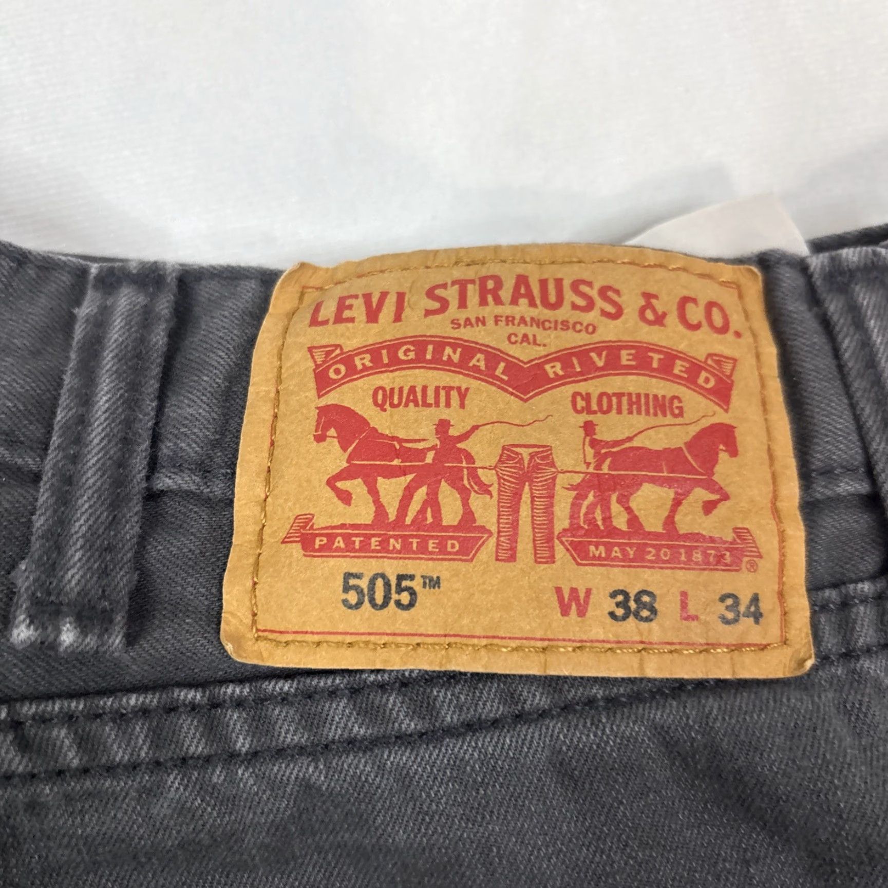 Levi's Levi's Jeans Pants Men 38W 34L Dark Gray White Tab Regular 505 Straight Denim Jeans Mens Size US 38 / EU 54 - 2 Thumbnail