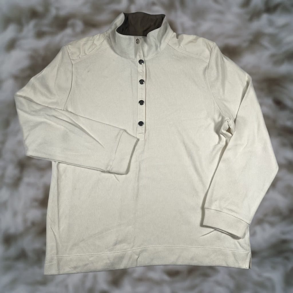 Vintage Karen Scott Sweater Womens L White Sport Women Snap Button Pullover Size Size L / US 10 / IT 46 - 1 Thumbnail