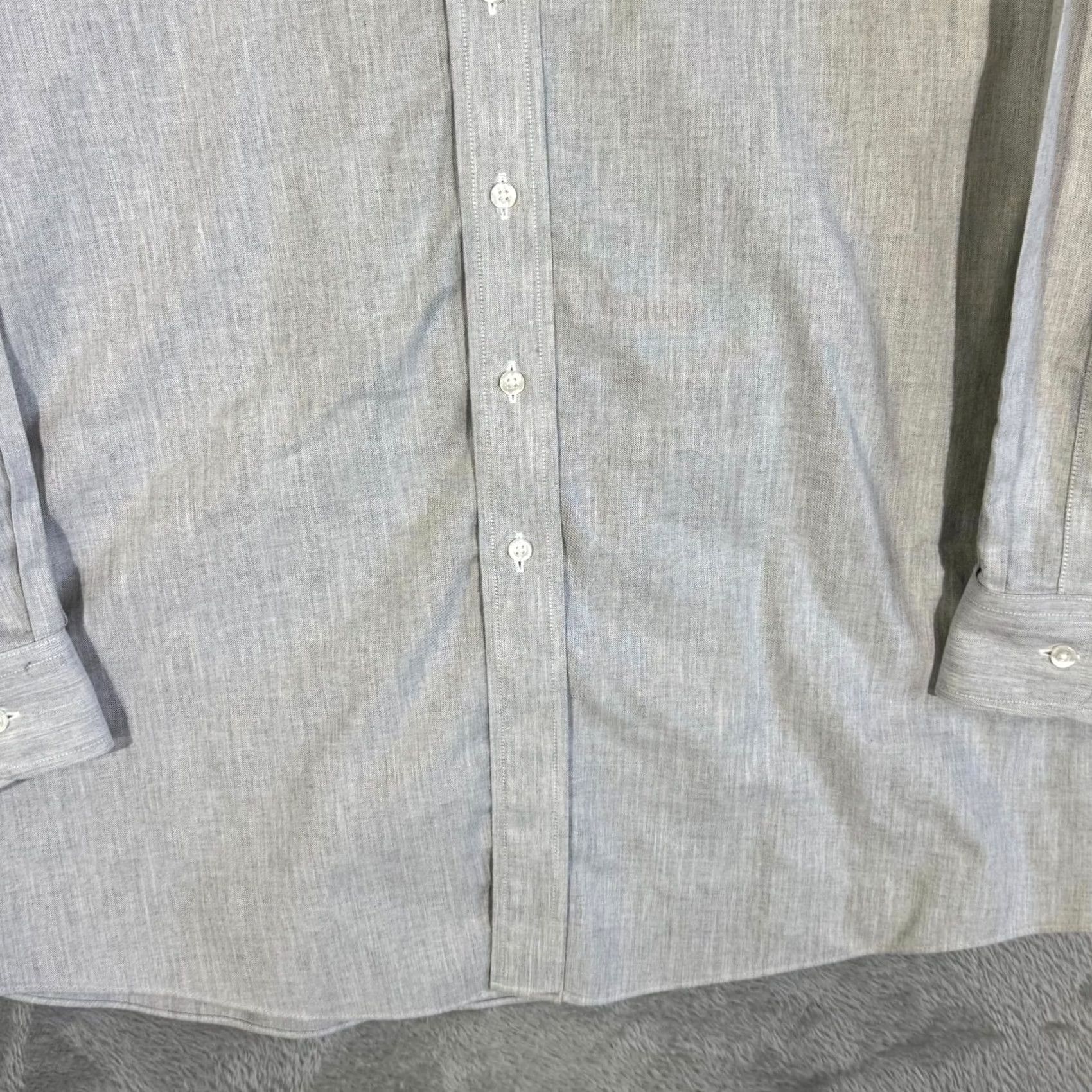 Vintage Gold Label Dress Shirt Blue 100% Cotton Long Sleeve 17×35 Men’s Formal Shirt Size 46R - 6 Thumbnail