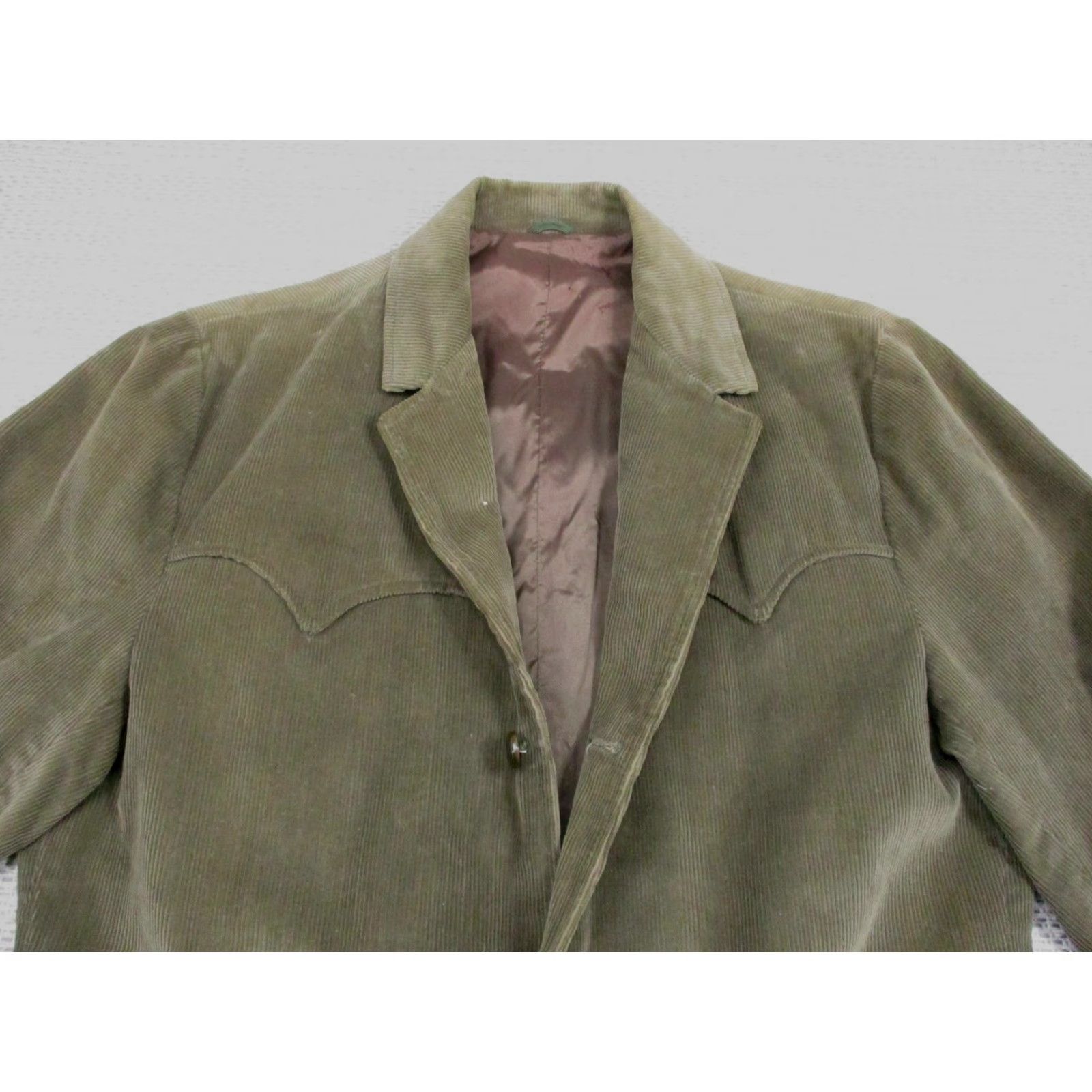 Vintage VINTAGE Pioneer Wear Jacket Mens 42L Corduroy Western Sport Coat Long Green Olive Brown 70s Mens Size US XS / EU 42 / 0 - 4 Thumbnail