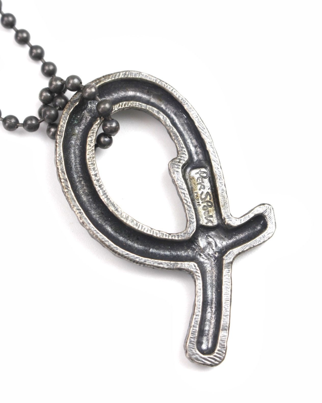 Vintage 1990S PER SPOOK HAMMERED ABSTRACT PENDANT NECKLACE Size ONE SIZE - 4 Thumbnail