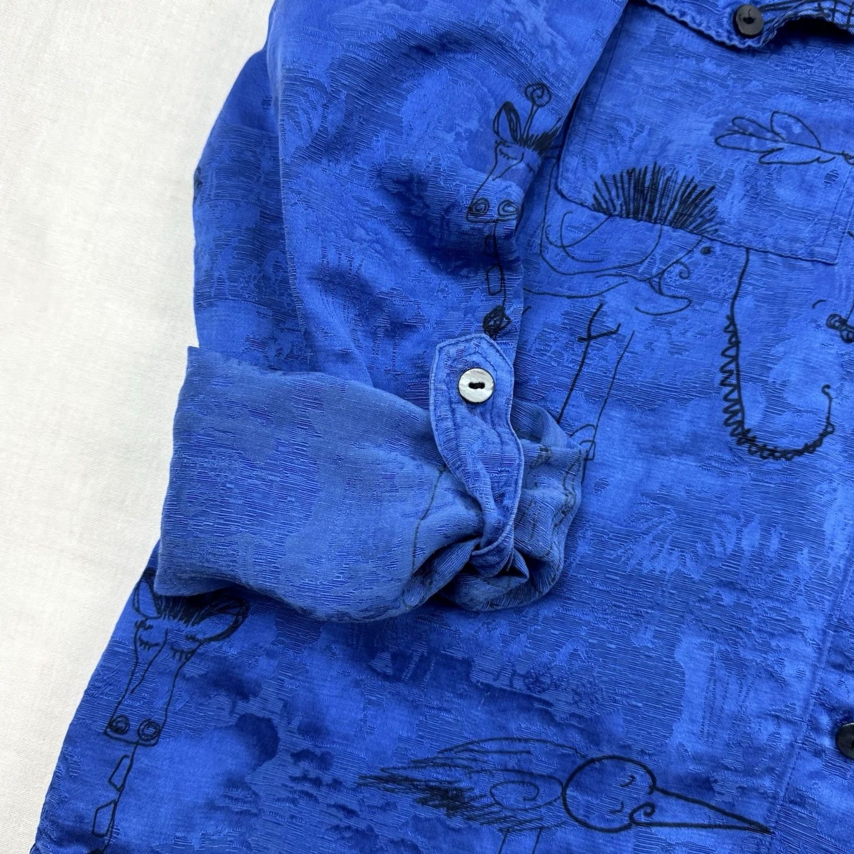 Vintage VINTAGE Chicos Button Up Shirt Womens Size 1 Silk Linen Blend Animals Nature Hipster Blue Size XS / US 0-2 / IT 36-38 - 7 Thumbnail