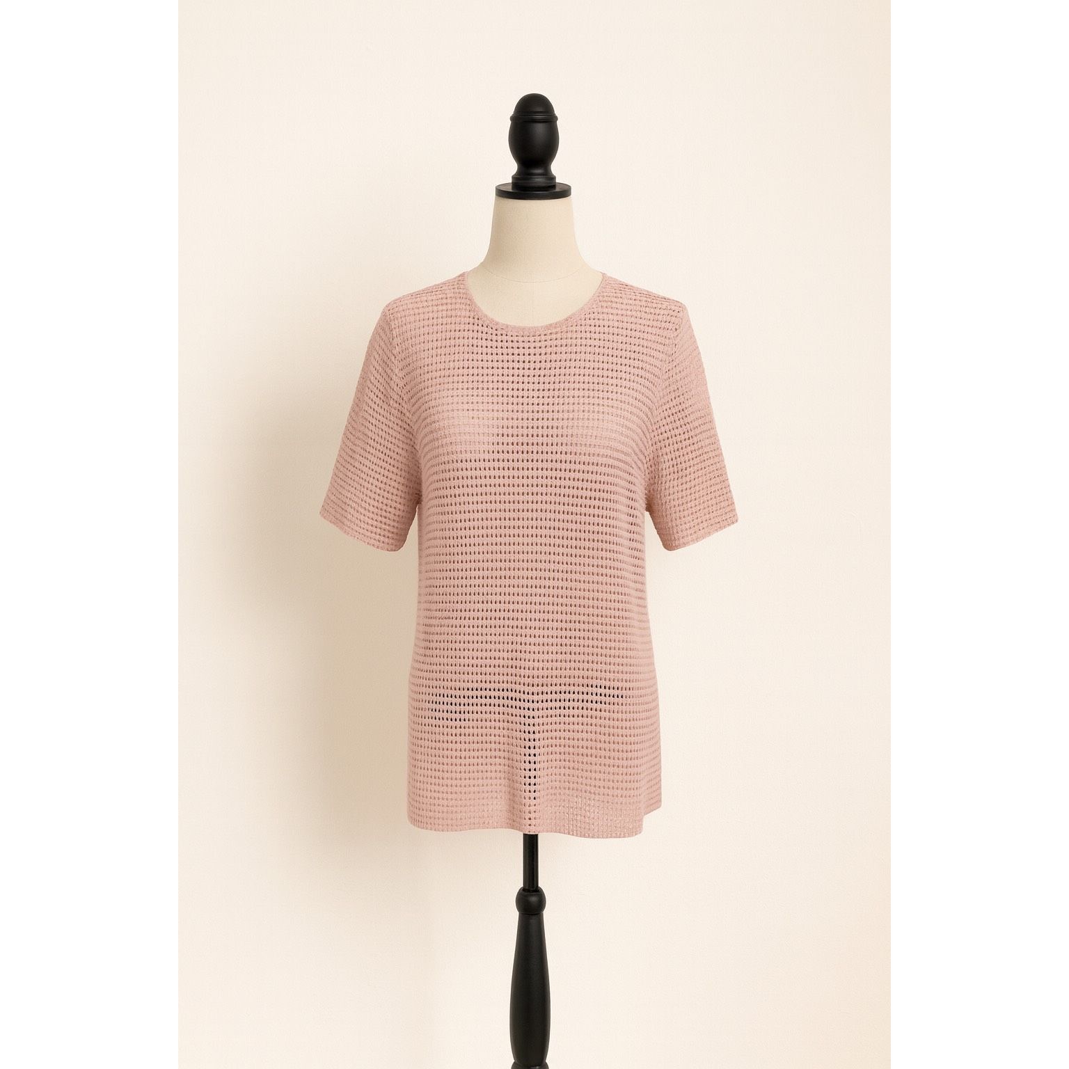 Ronny Kobo Torn by Ronny Kobo Pink Open Knit Short Sleeve Top | Sheer | Size M / US 6-8 / IT 42-44 - 1 Thumbnail