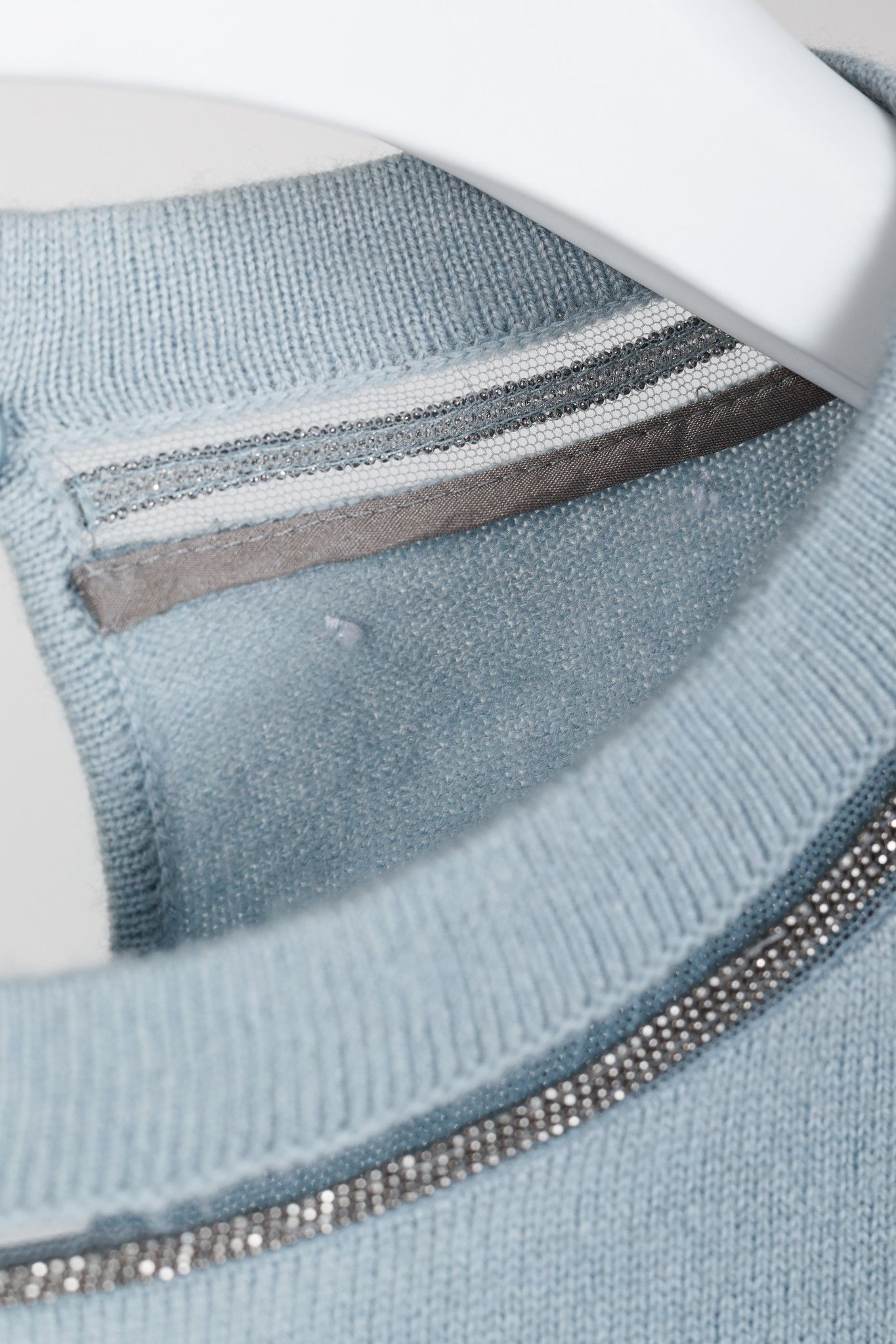Brunello Cucinelli Brunello Cucinelli SS/20 Blue Cashmere Monili-Bead Sweater Size L / US 10 / IT 46 - 4 Thumbnail