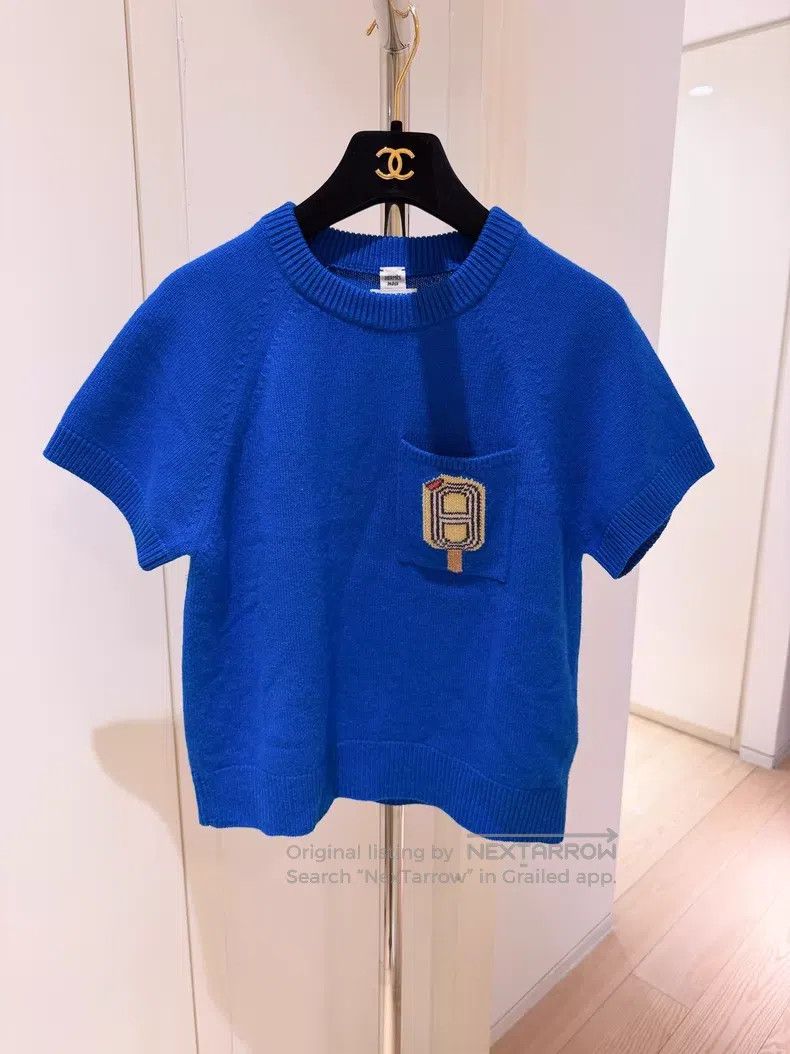 Hermes Hermes Deep Sea Blue Pig Nose Ice Cream Cashmere Short Sle Size XS / US 0-2 / IT 36-38 - 1 Thumbnail