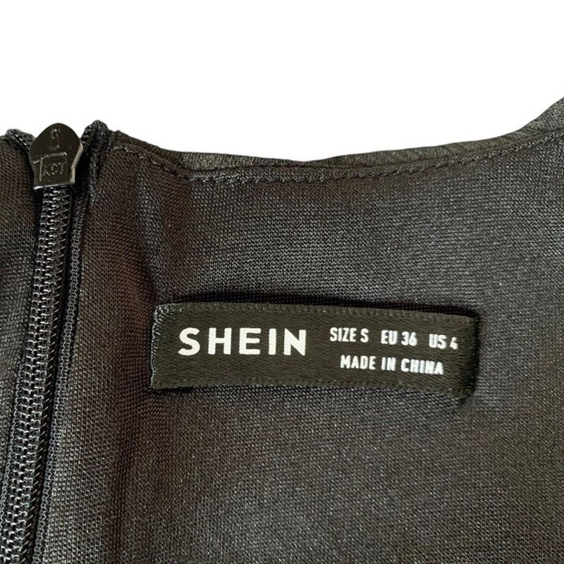 Shein SHEIN Midi Dress Women's Small Black Sheer Lined Deep V-Neck Size S / US 4 / IT 40 - 8 Thumbnail