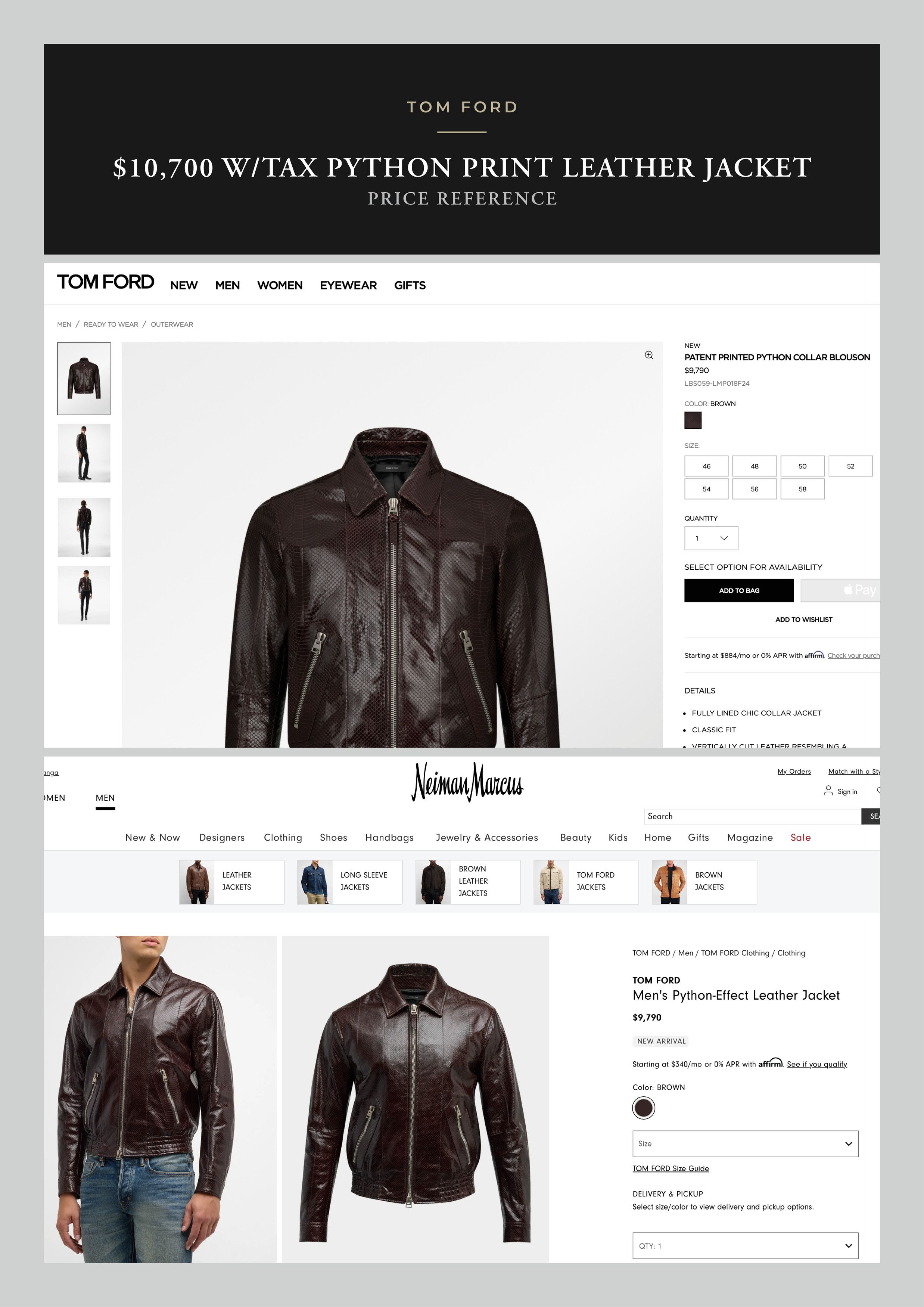 Tom Ford Fits smaller, Ultimate NWT $10,700 w/tax Python Jacket Size US XL / EU 56 / 4 - 7 Thumbnail