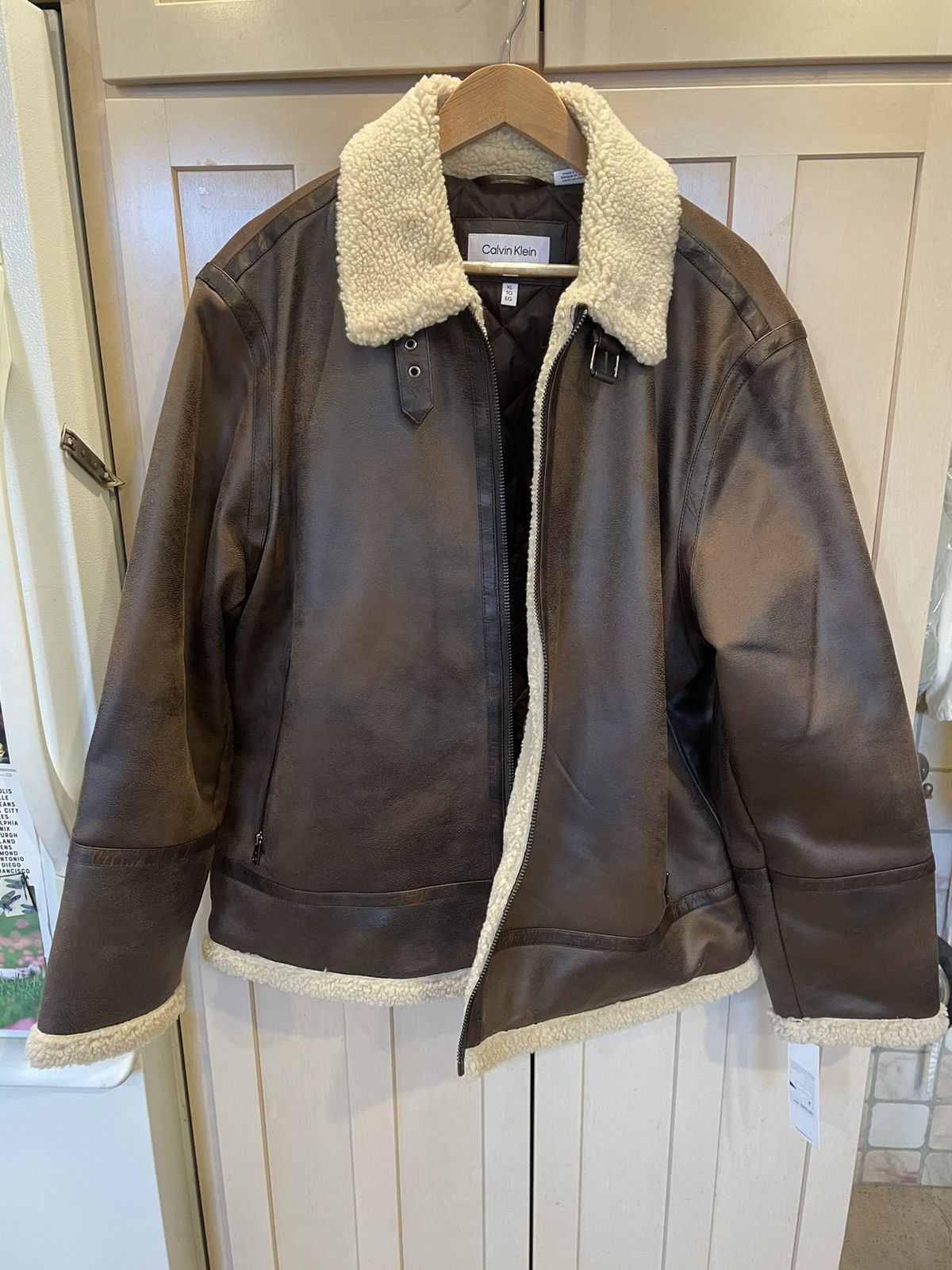 Image of Calvin Klein Bomber Jacket in Brown, Men's (Size XL)