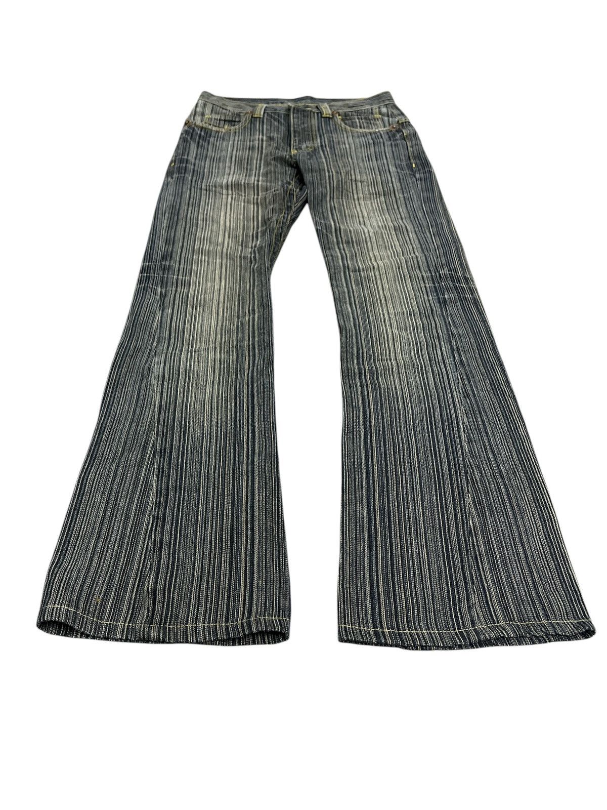 Hysteric Glamour FLARED🔥IKCA STRIPE DISTRESSED DENIM PANT Size US 29 - 2 Thumbnail