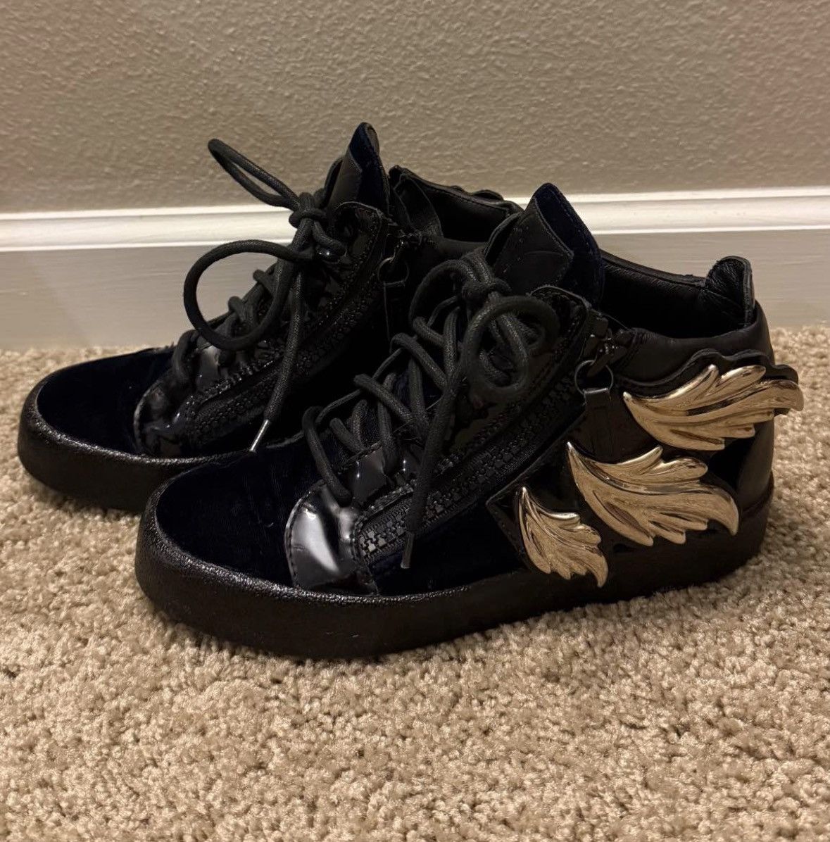 Giuseppe Zanotti Silver winged Giuseppe Zanotti leather high top sneakers Size US 7 / IT 37 - 3 Thumbnail