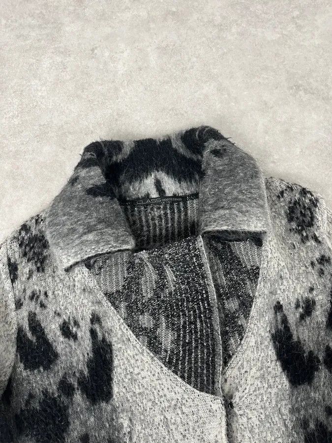 Roberto Cavalli 2000s Roberto Cavalli Snow Leopard Fur Wool & Mohair Collar Cardigan Jacket Size US M / EU 48-50 / 2 - 4 Thumbnail