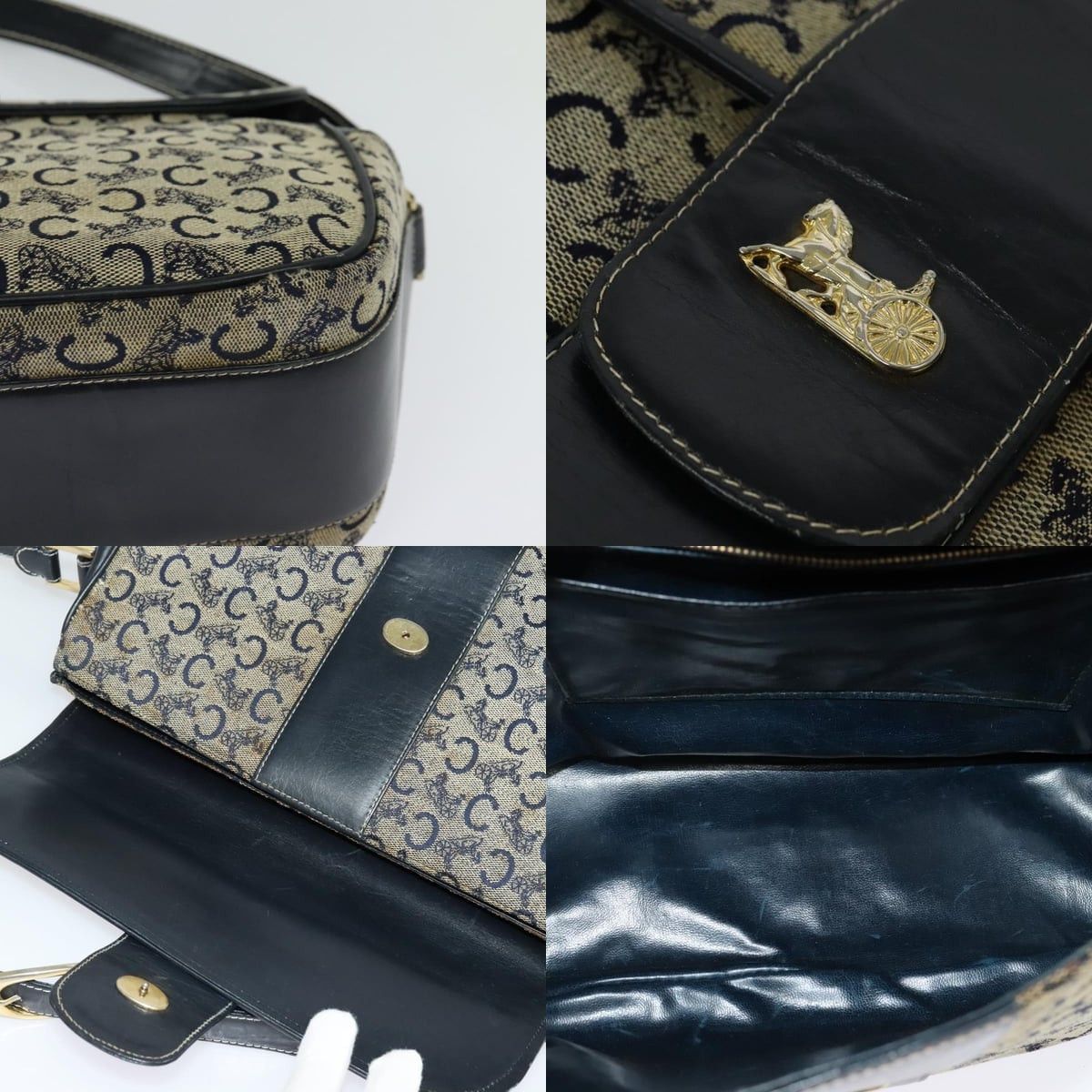Celine CELINE C Sulky Shoulder Bag Canvas Navy Gold Size ONE SIZE - 11 Thumbnail