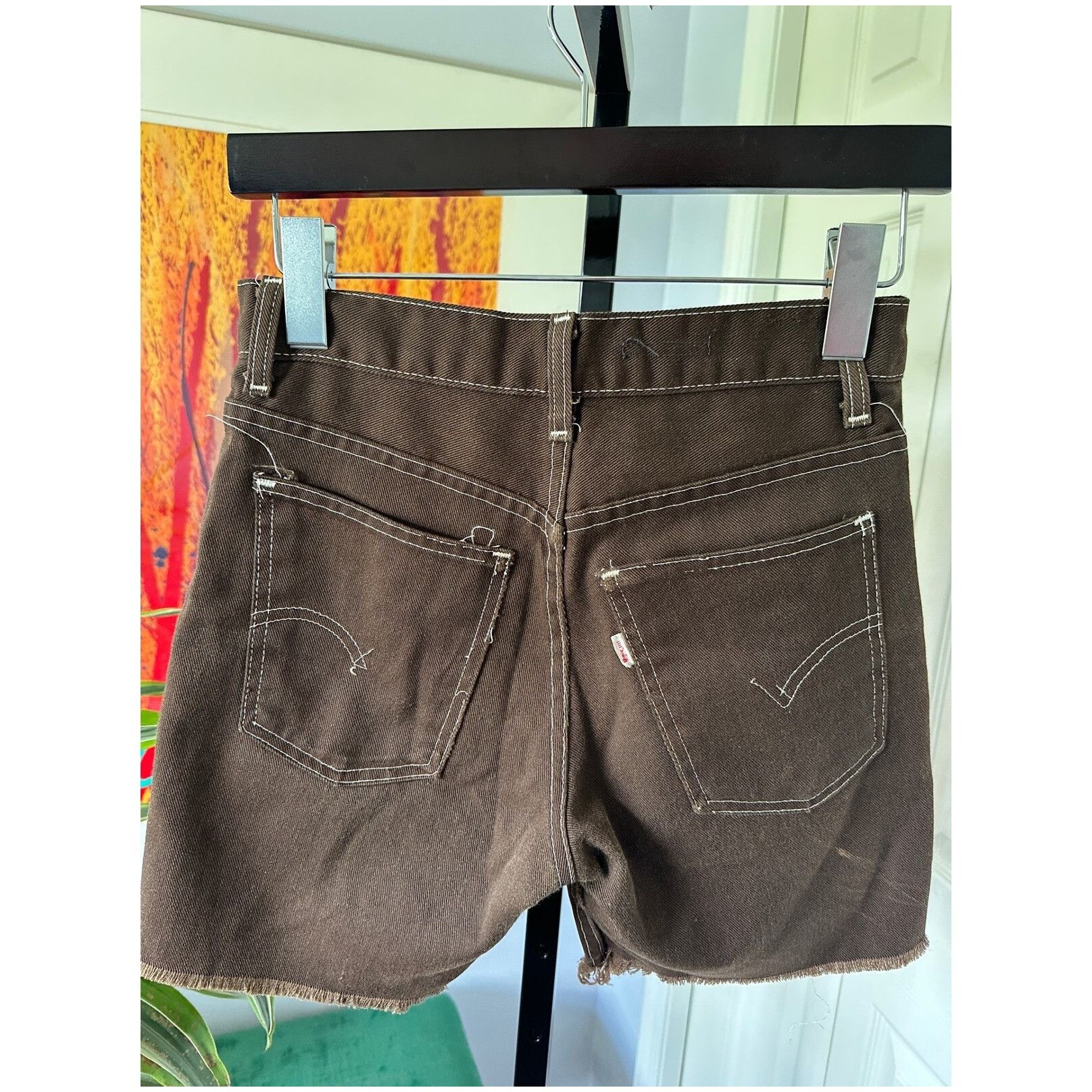 Levi's Rare 60s Levi's Big E White Tab Brown Cut-Off Short USA Selv Size US 28 / EU 44 - 1 Thumbnail