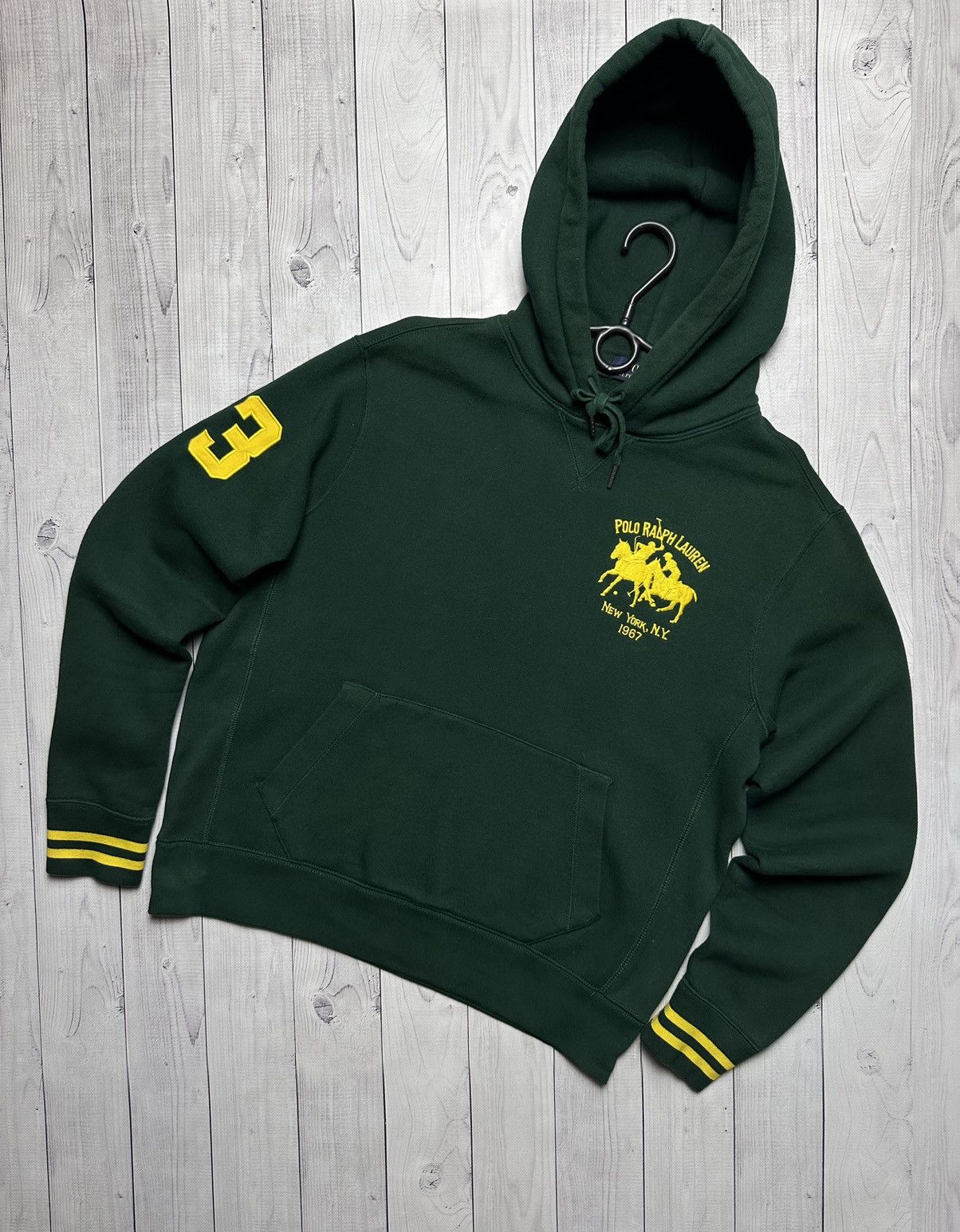 Vintage Vintage polo Ralph Lauren green hoodie big logo size M Size US M / EU 48-50 / 2 - 1 Thumbnail