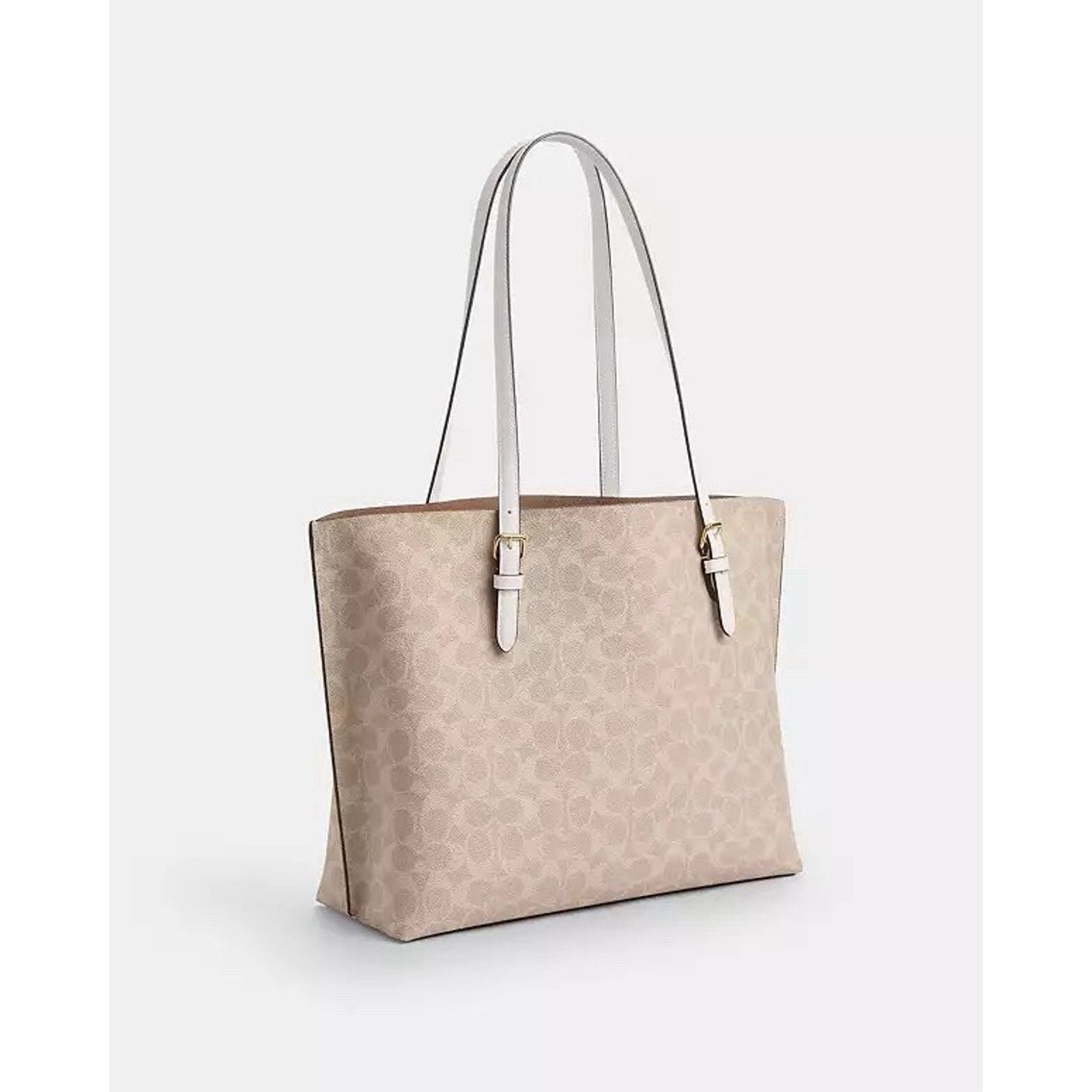 Coach NWT COACH Mollie Tote Large Signature CV967 Gold/Sand/Chalk Size ONE SIZE - 8 Thumbnail