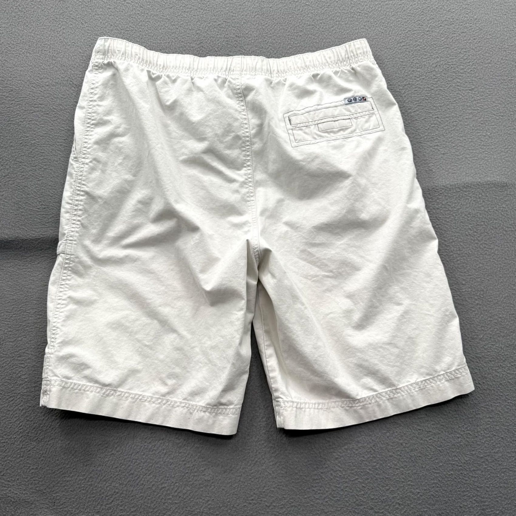 Vintage OP Mens Beige Cotton Chino Shorts 10 Inseam Elastic Waist Casual Summer M Size US 31 - 2 Thumbnail