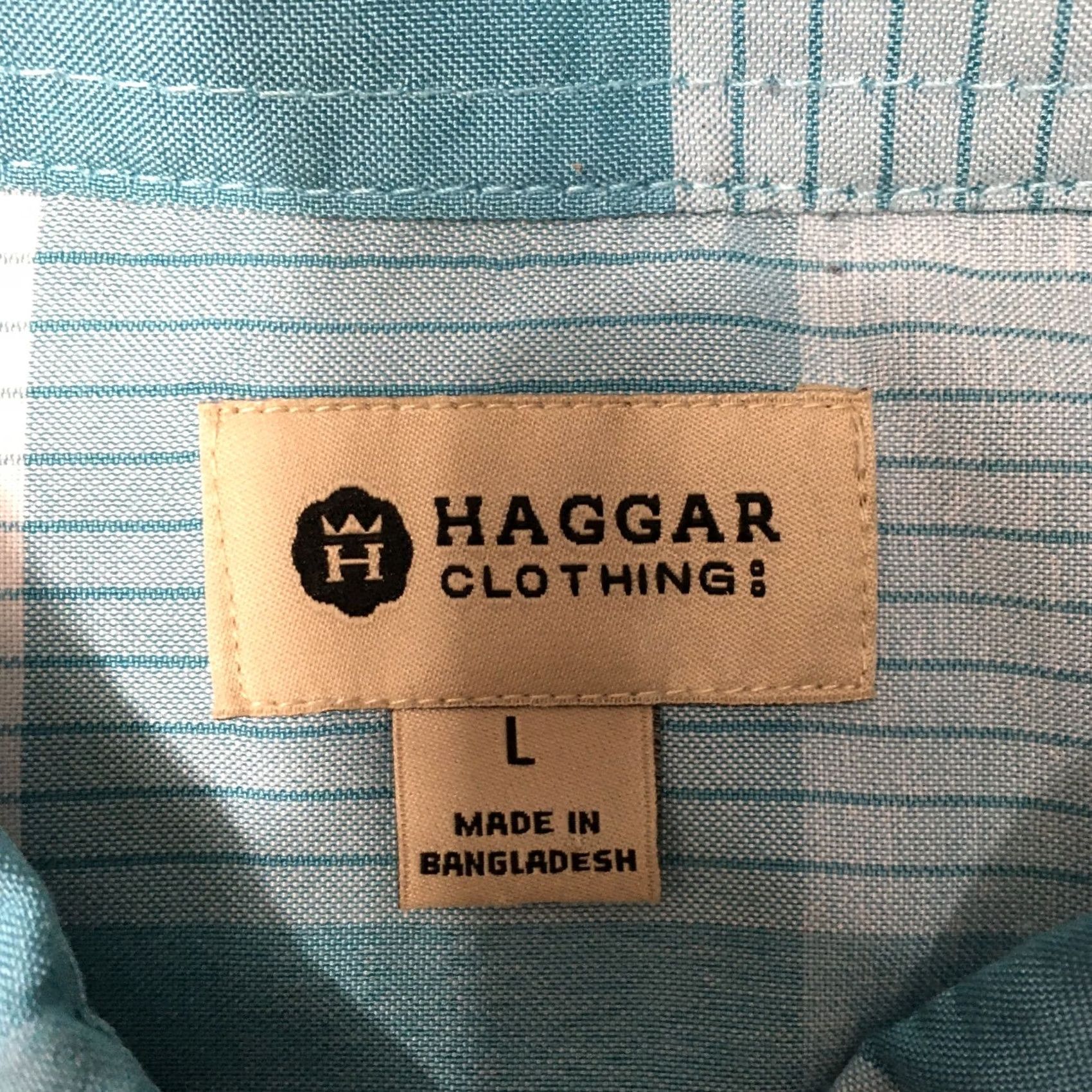 Haggar Haggar Shirt Short Sleeve Button-Down Pocket LIGHT Blue Plaid Large Men's Button-Up Casual Everyday Comfort Regular Fit Size US L / EU 52-54 / 3 - 3 Thumbnail