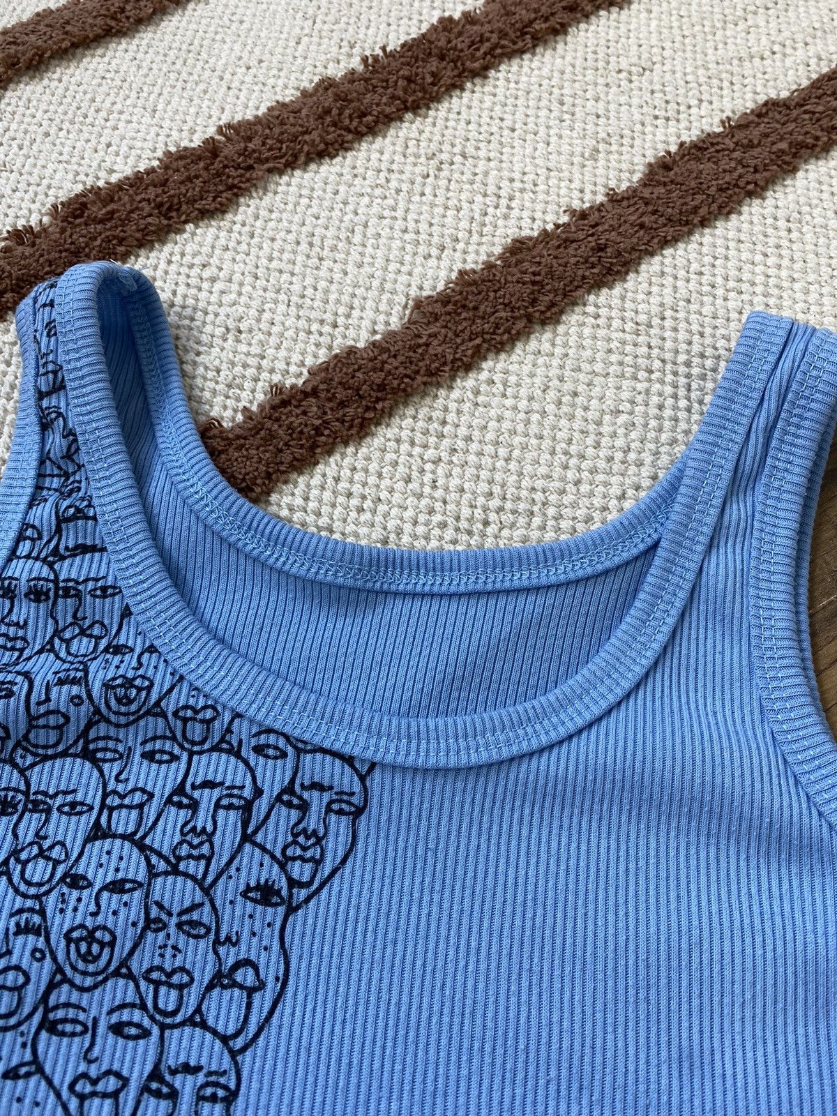 Vintage Y2K UNUSUAL FACES RIBBED TANK TOP Size S / US 4 / IT 40 - 3 Thumbnail