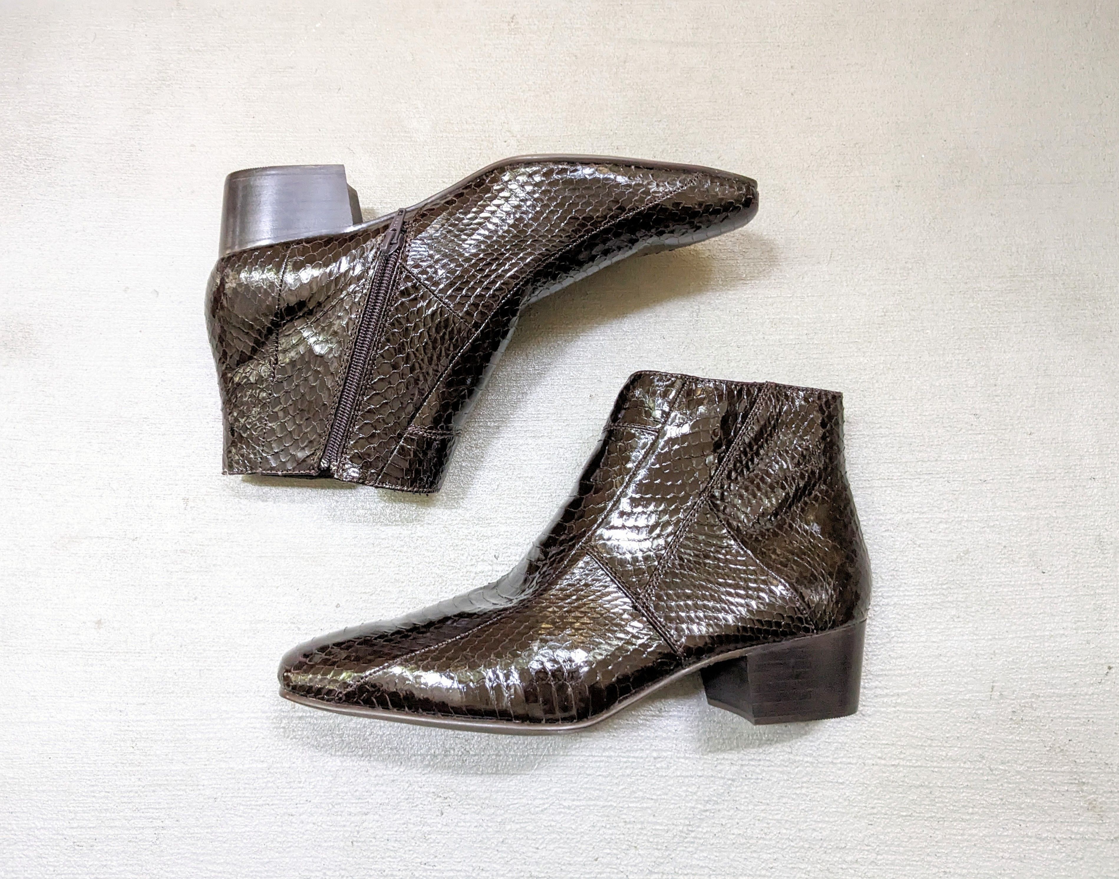 Giorgio Brutini Sidezip Boots Snakeskin Size 11 Brown Leather Botas ...