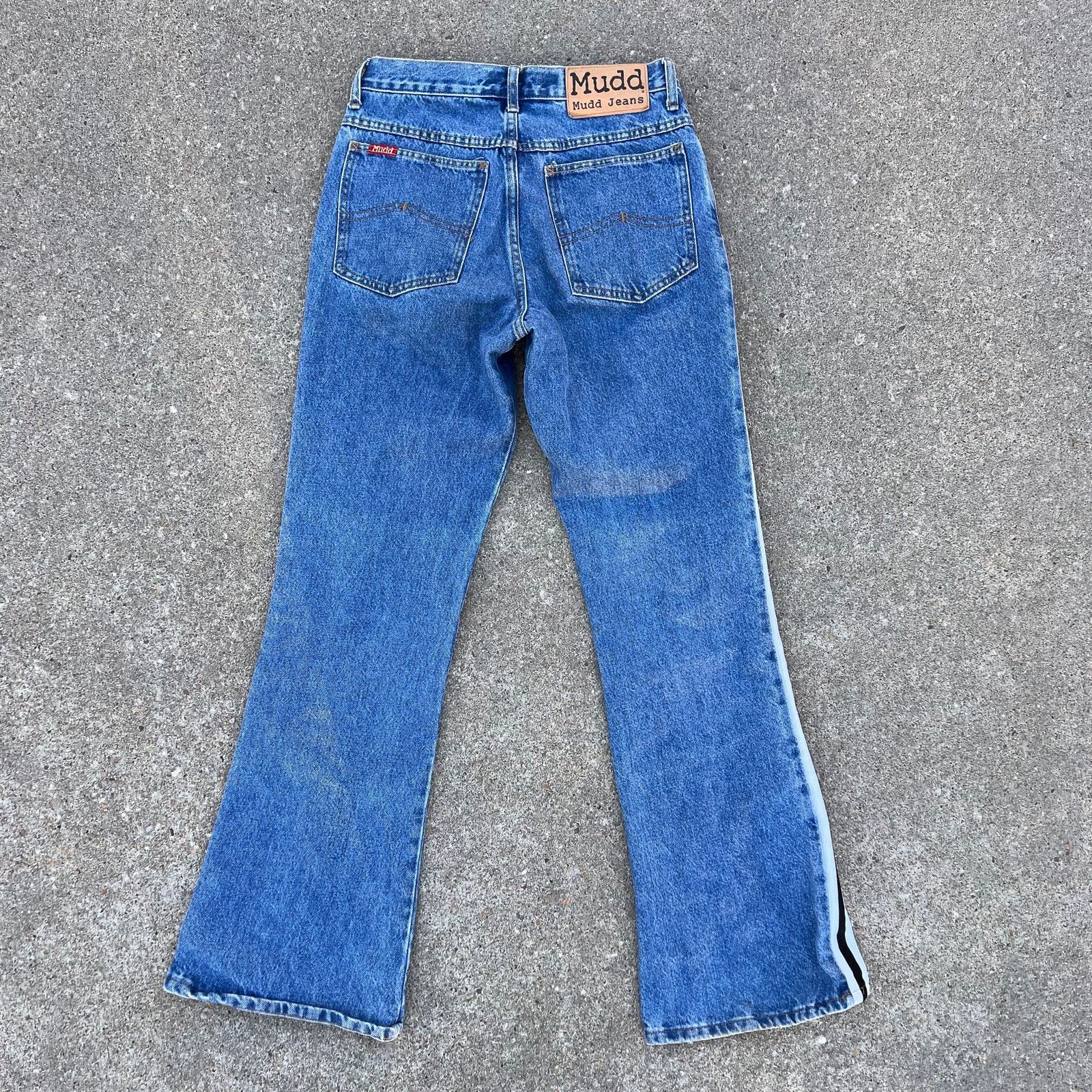 Vintage Vintage 90s Y2K Mudd side stripe boot cut flare jean Size 11 Size 30" / US 8 / IT 44 - 2 Thumbnail